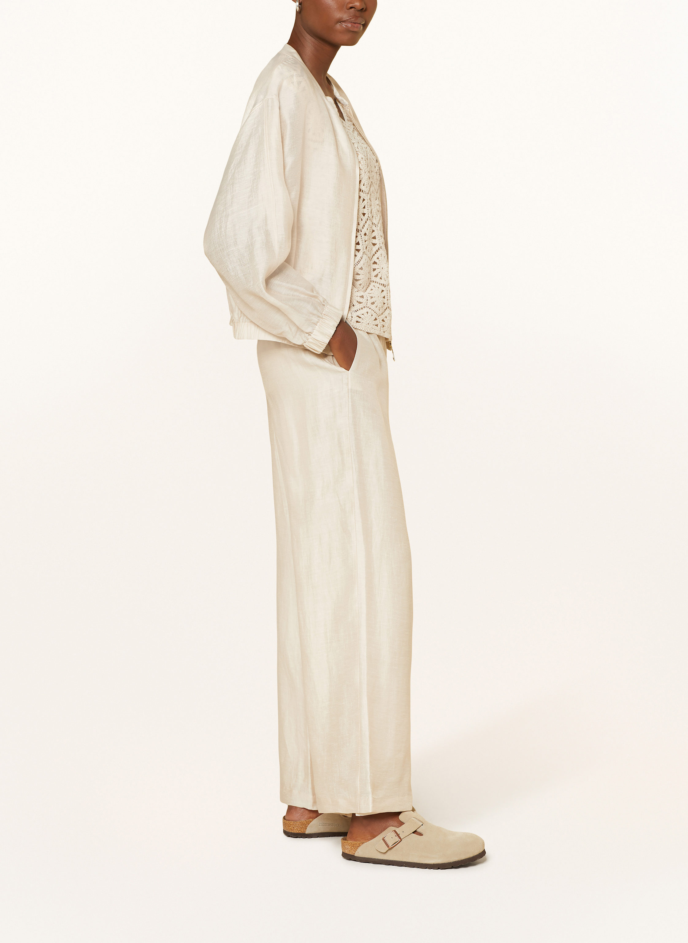 Thumbnail - S.Oliver Black Label Marlenehose Mit Leinen beige