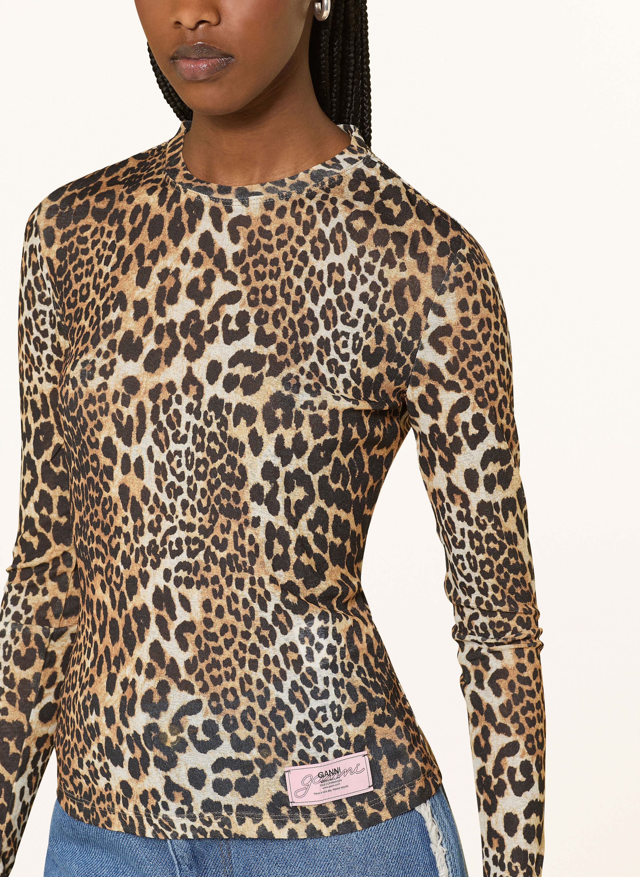 Thumbnail - Ganni Longsleeve Aus Mesh braun