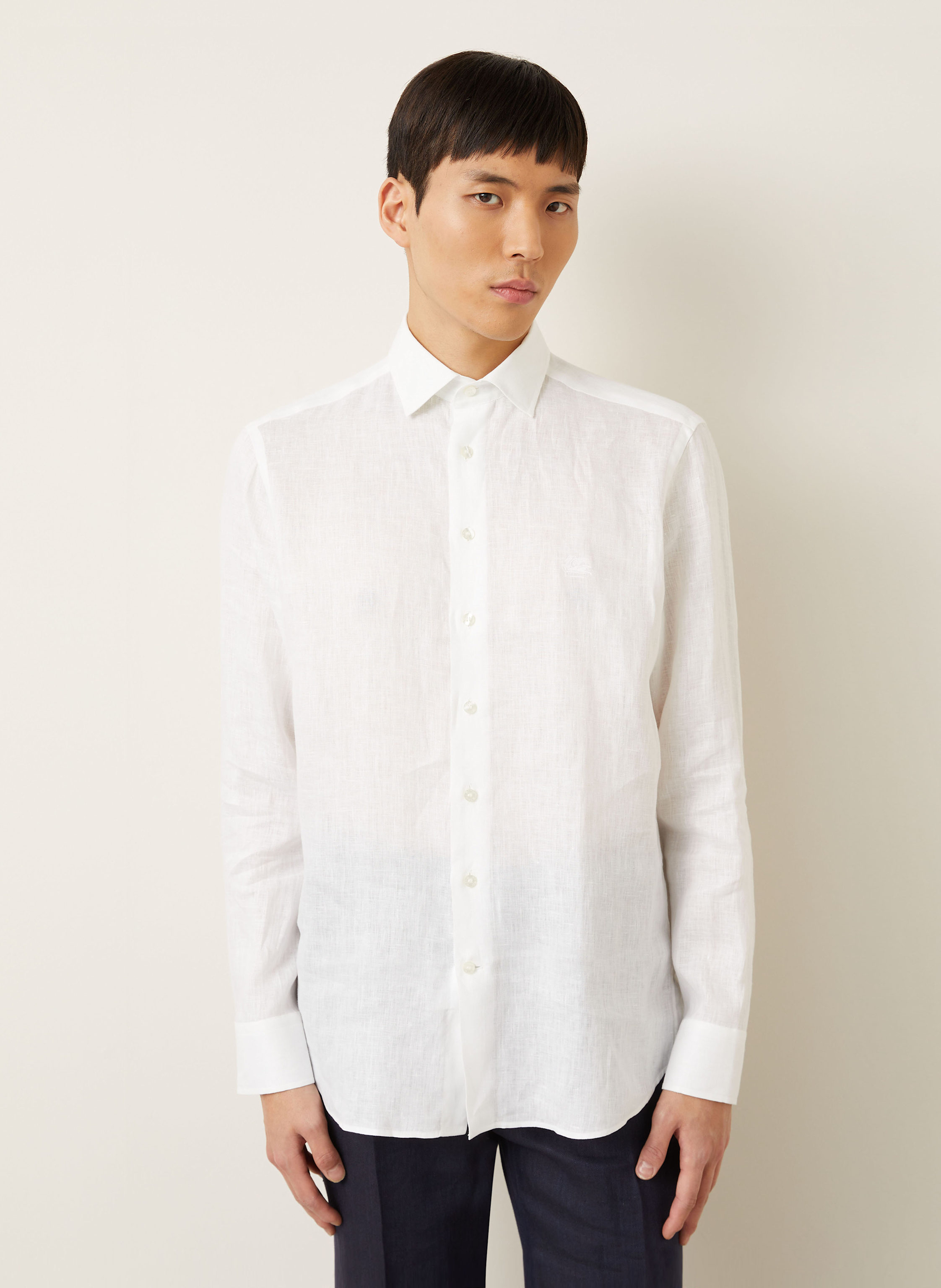 Thumbnail - Etro Leinenhemd Regular Fit weiss