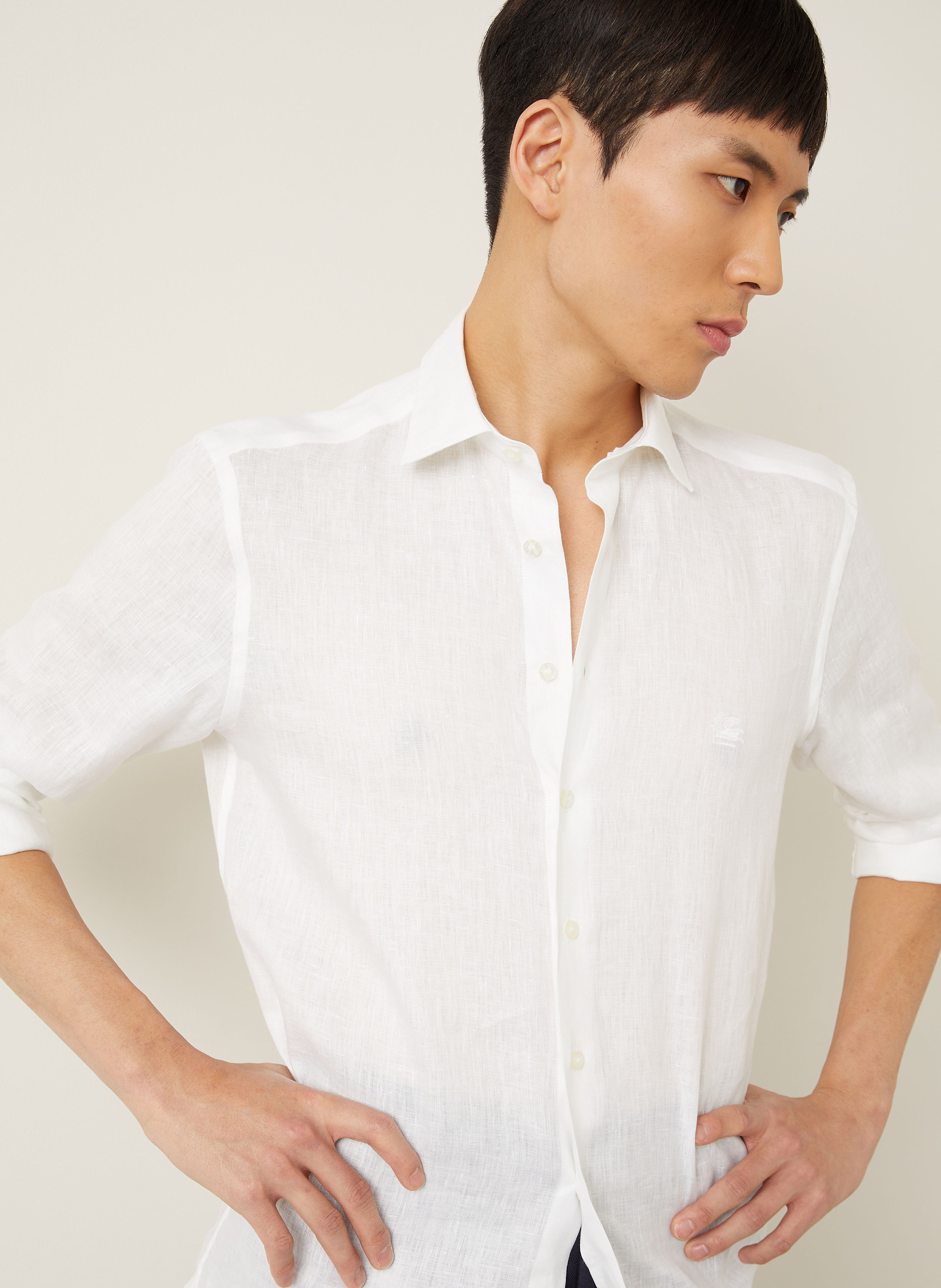 Thumbnail - Etro Leinenhemd Regular Fit weiss
