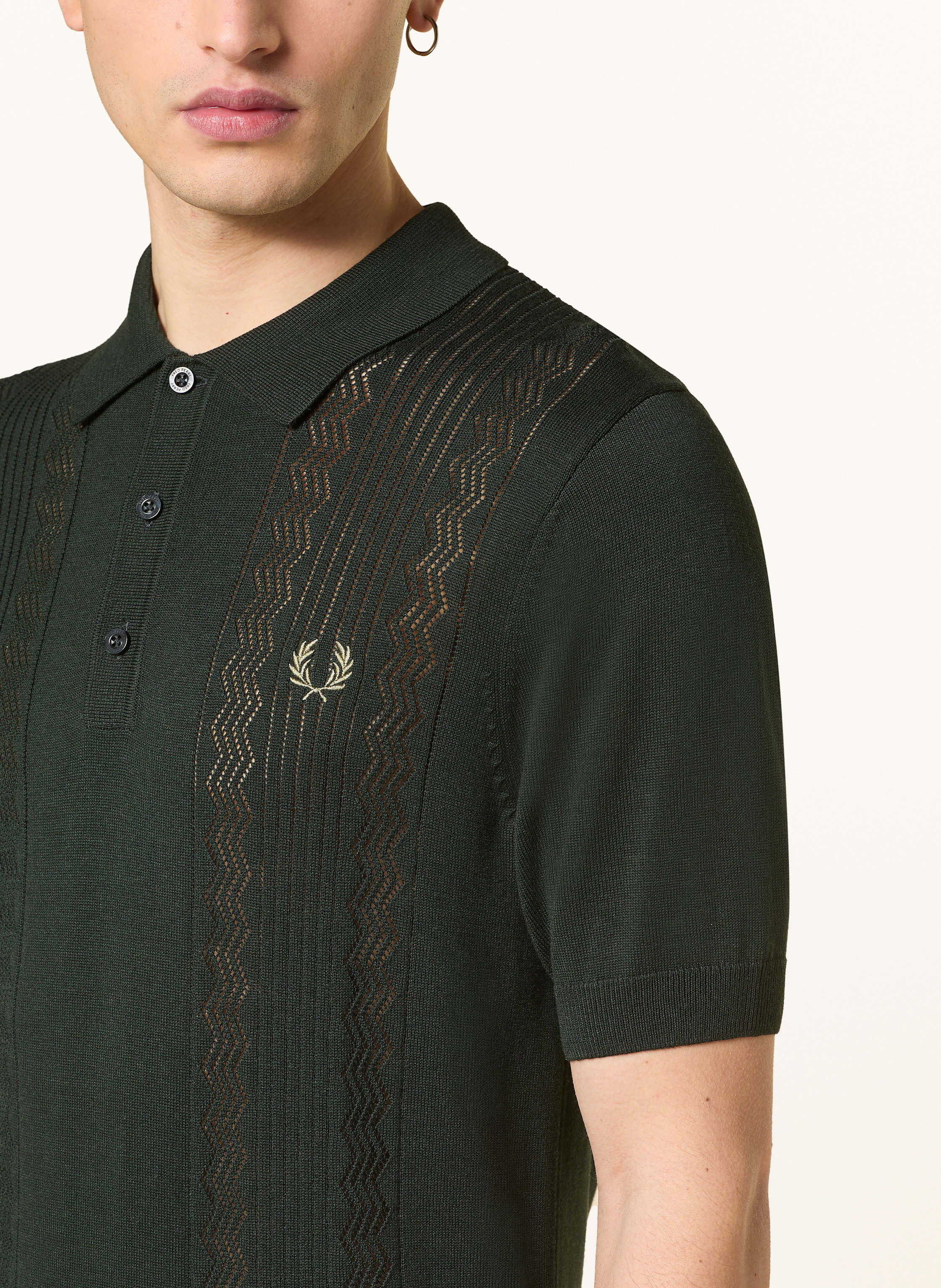 Thumbnail - Fred Perry Strick-Poloshirt gruen