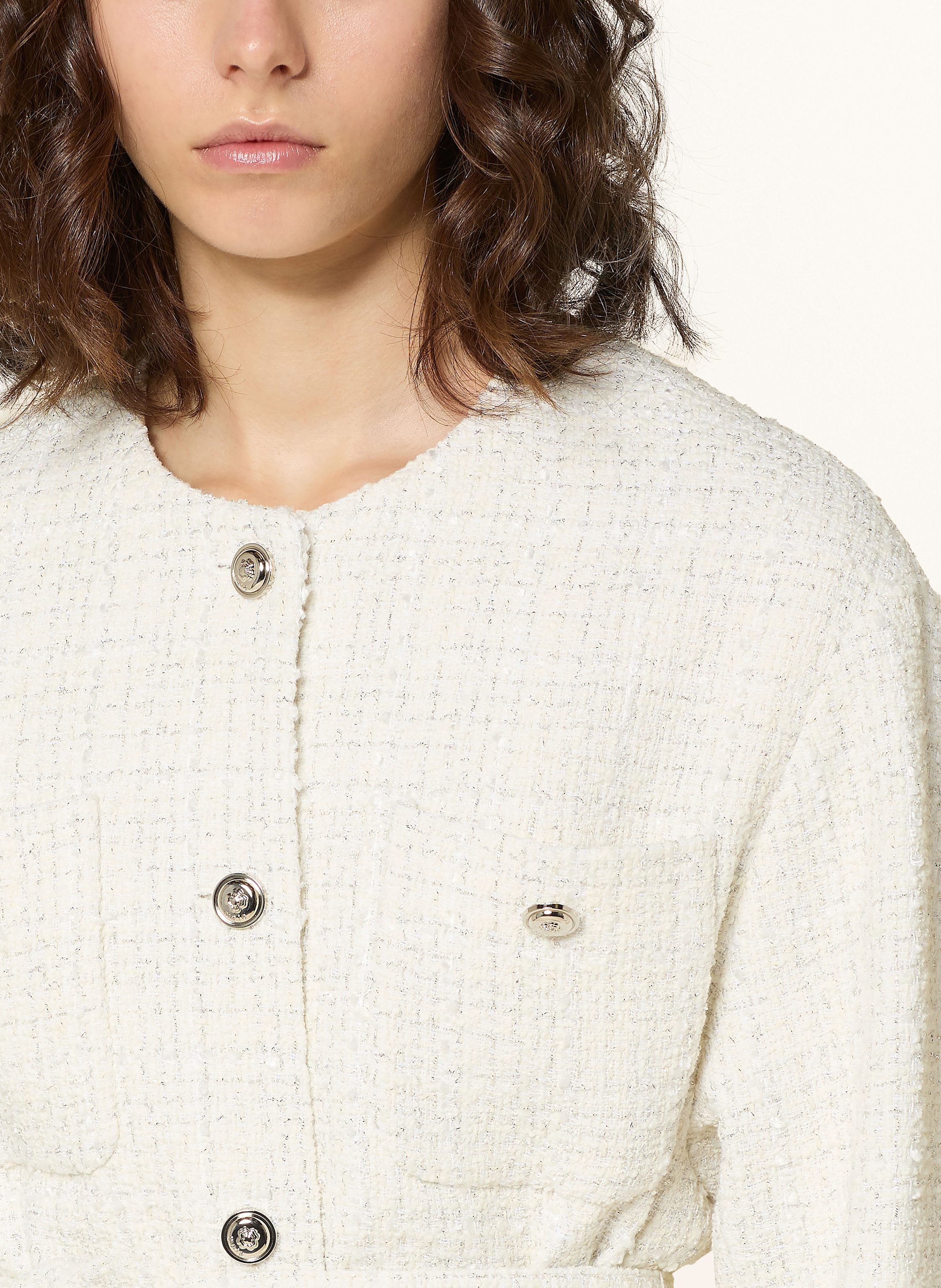 Thumbnail - Maje Bouclé-Jacke Mit Glitzergarn weiss
