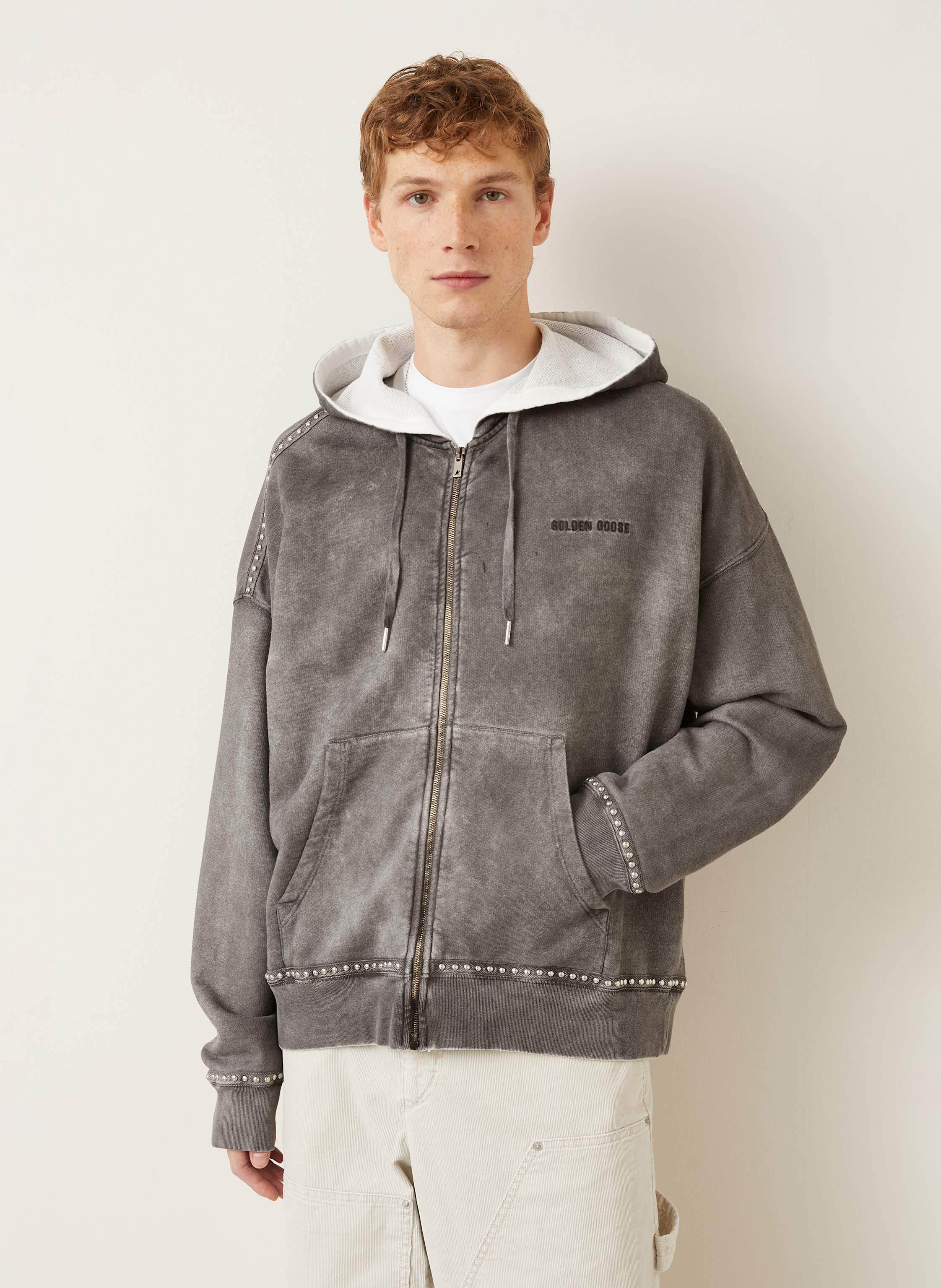 Thumbnail - Golden Goose Sweatjacke Mit Nieten grau