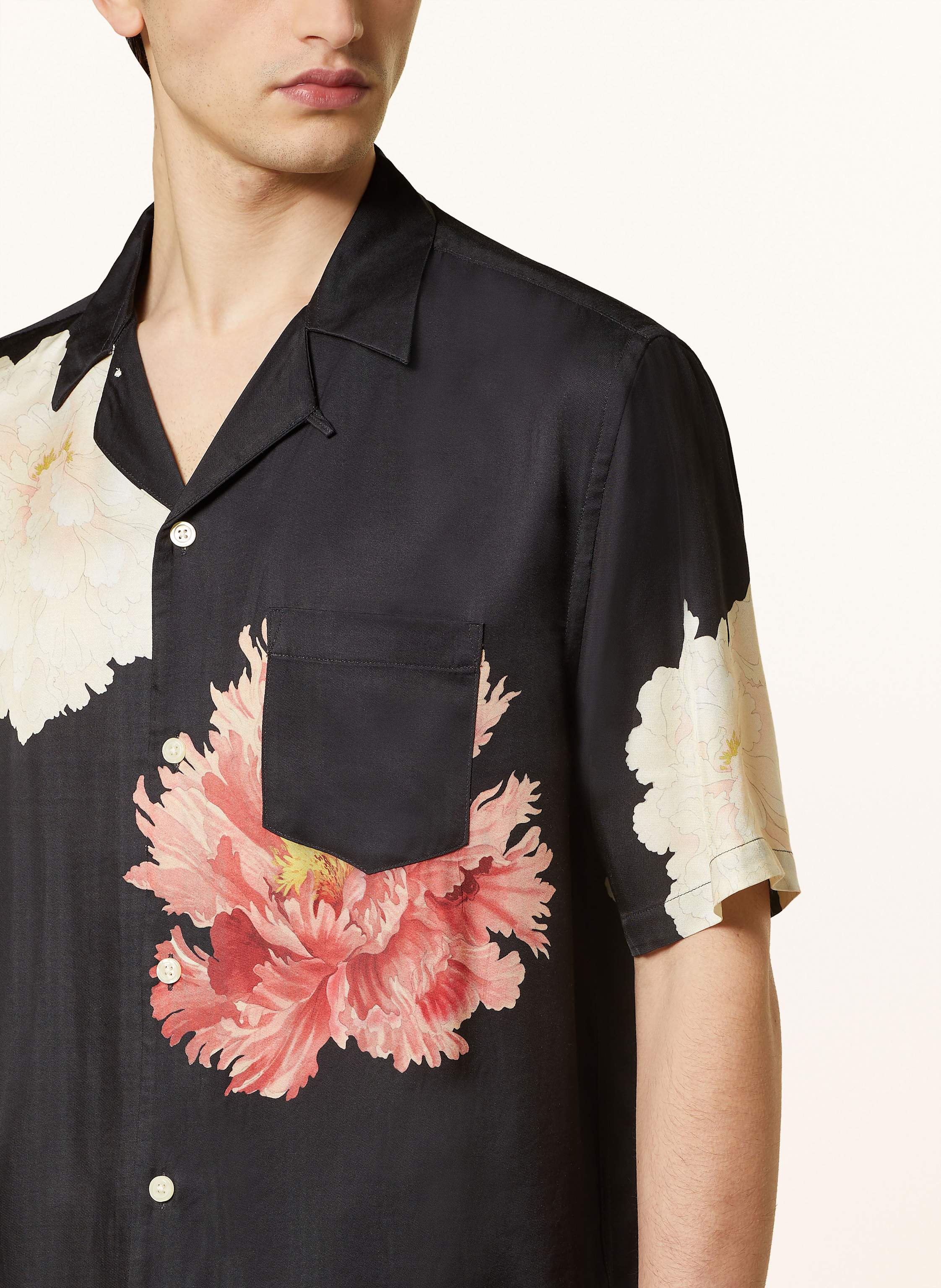 Thumbnail - Allsaints Kurzarm-Hemd Fleur Relaxed Fit schwarz