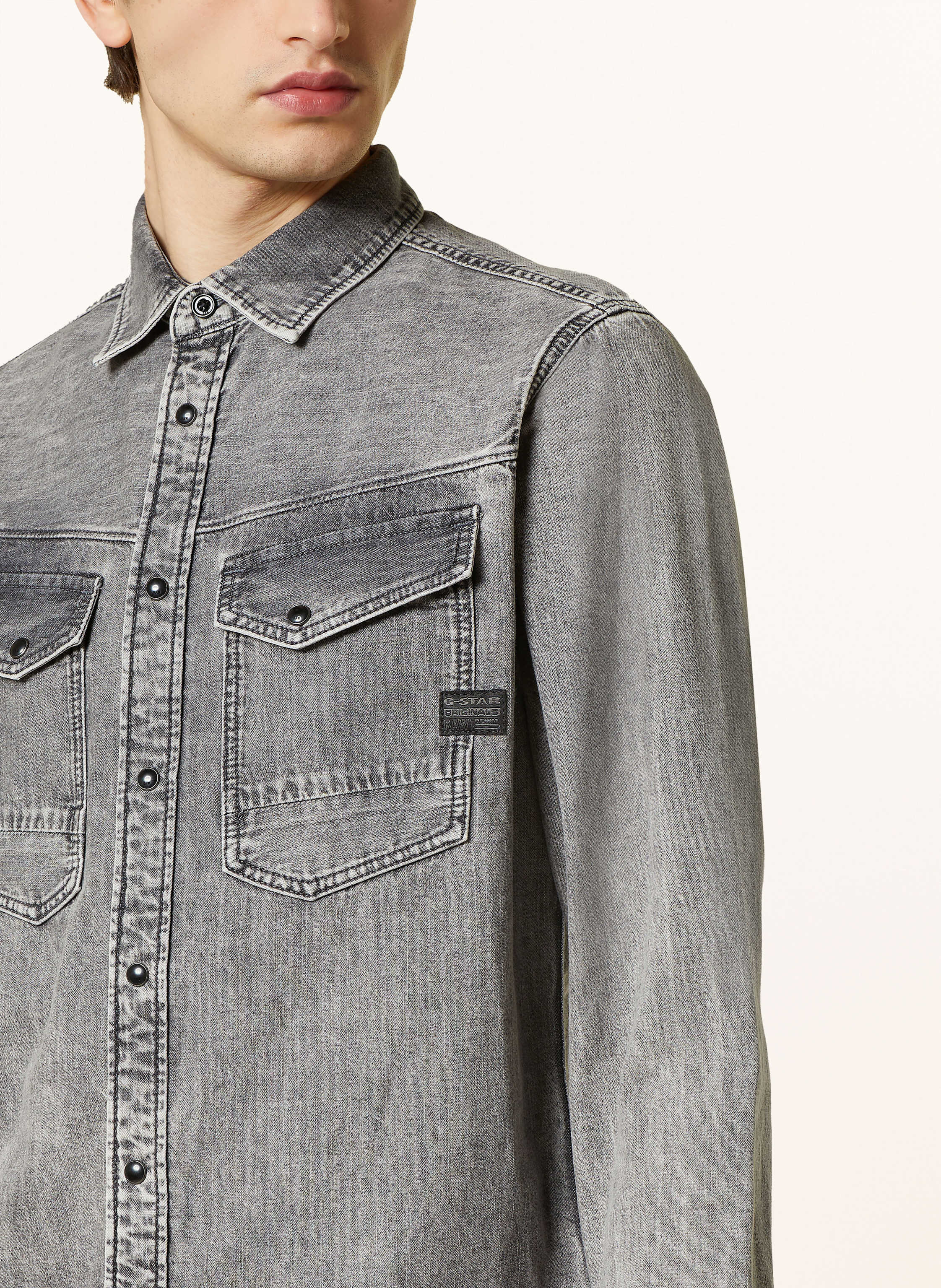 Thumbnail - G-Star Overshirt In Jeansoptik grau