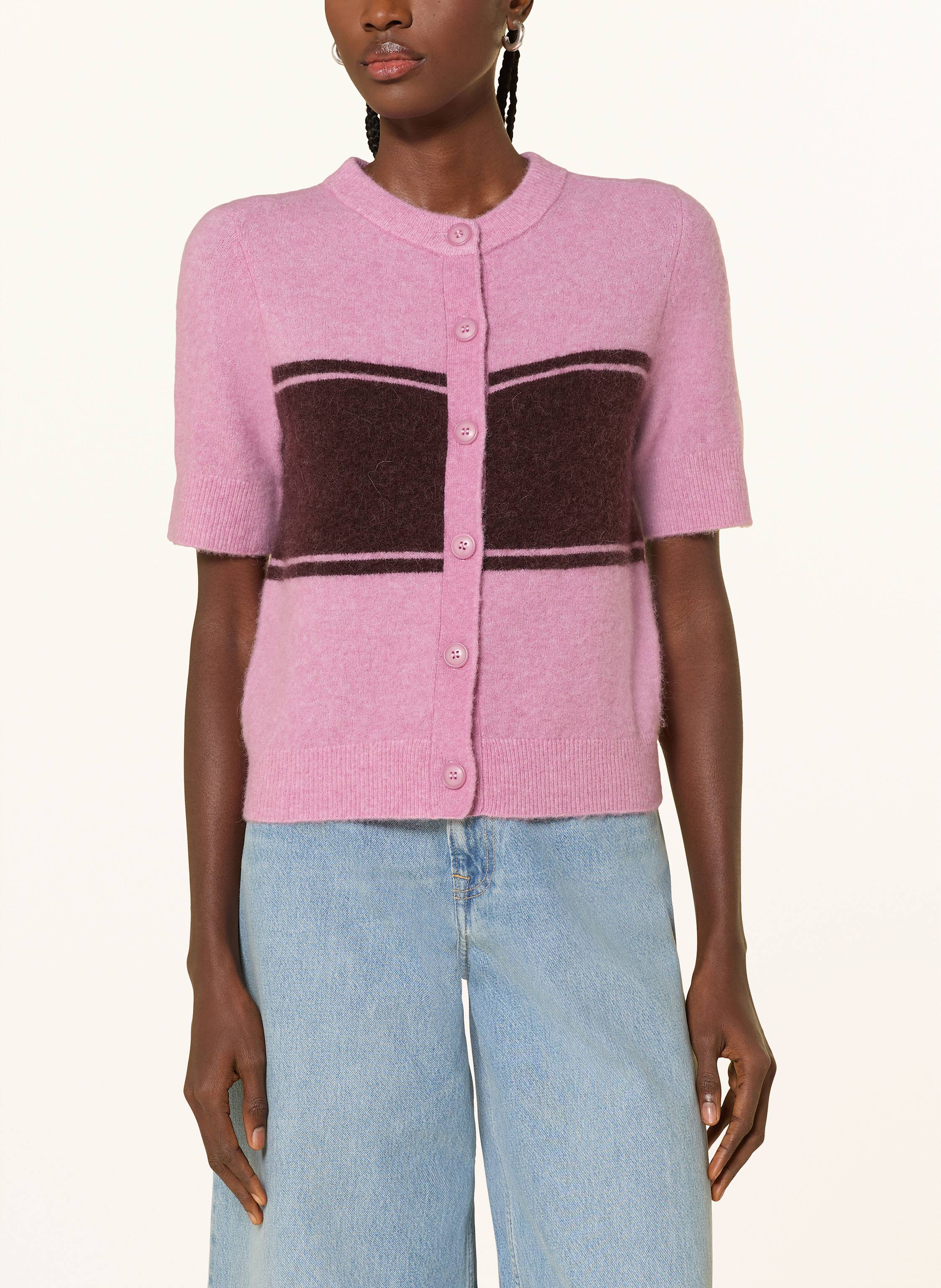 Thumbnail - Samsøe  Samsøe Strickjacke Sanoura Mit Merinowolle Und Alpaka pink