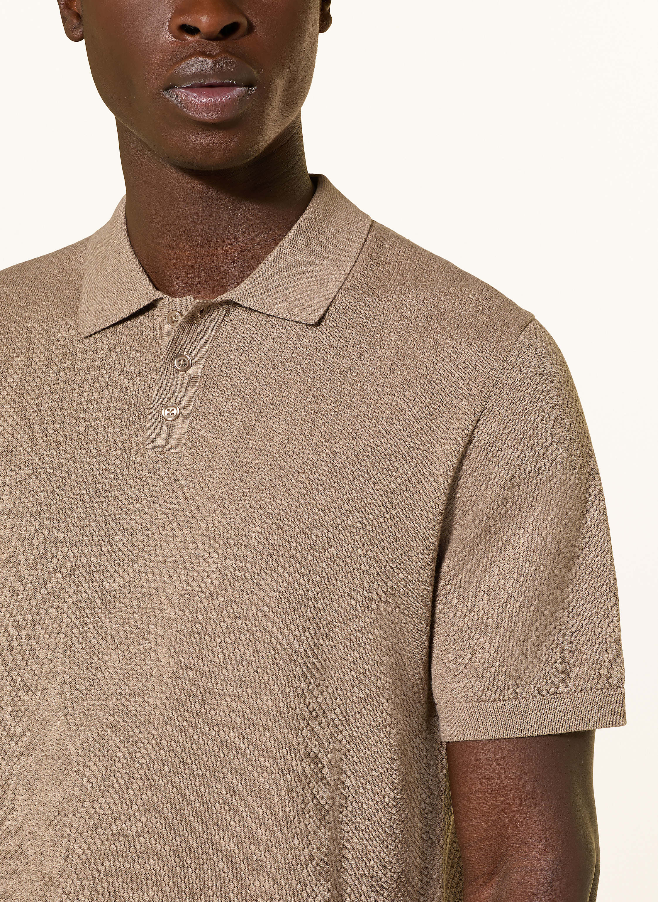 Thumbnail - Drykorn Strick-Poloshirt Triton Regular Fit beige