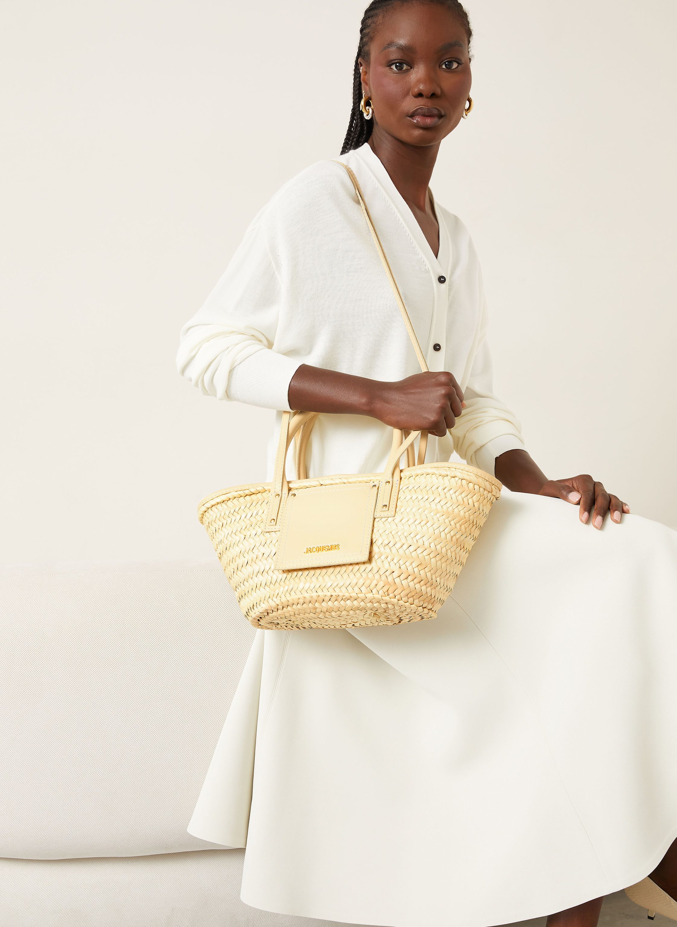 Thumbnail - Jacquemus Shopper Le Petit Panier Soli weiss