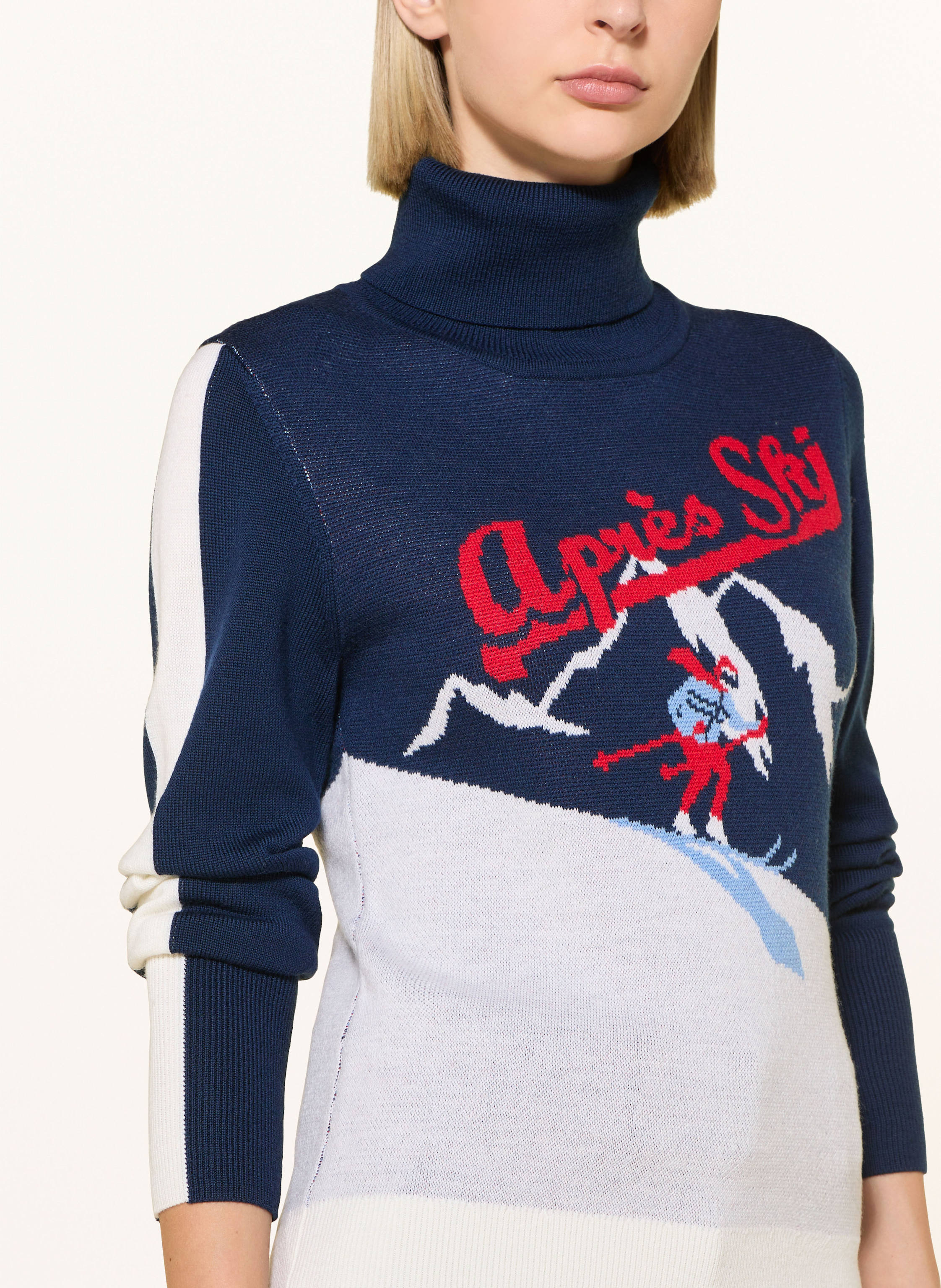 Thumbnail - We Norwegians Rollkragenpullover After Ski Aus Merinowolle blau