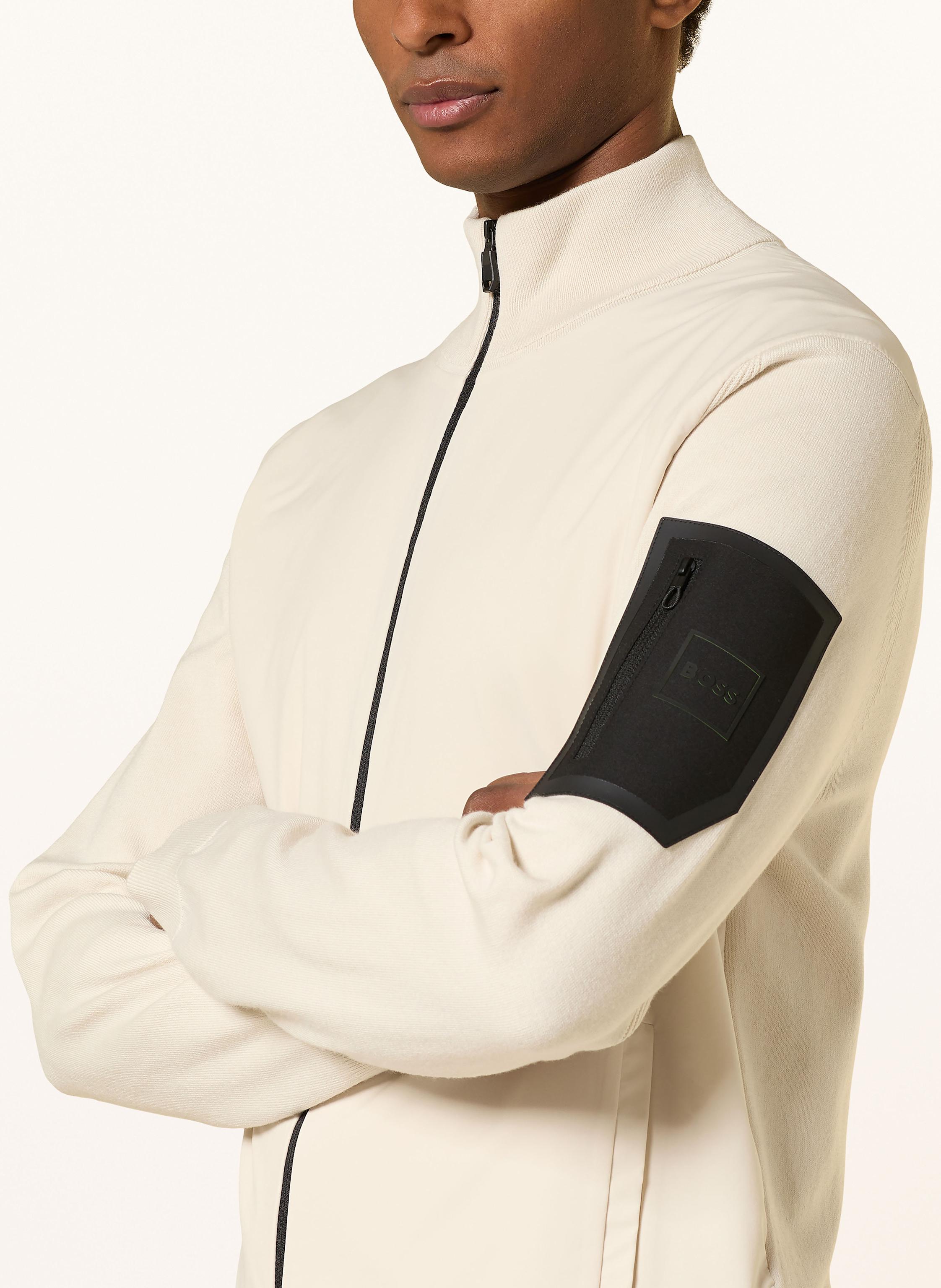 Thumbnail - Boss Strickjacke Momentum Im Materialmix Mit Merinowolle weiss