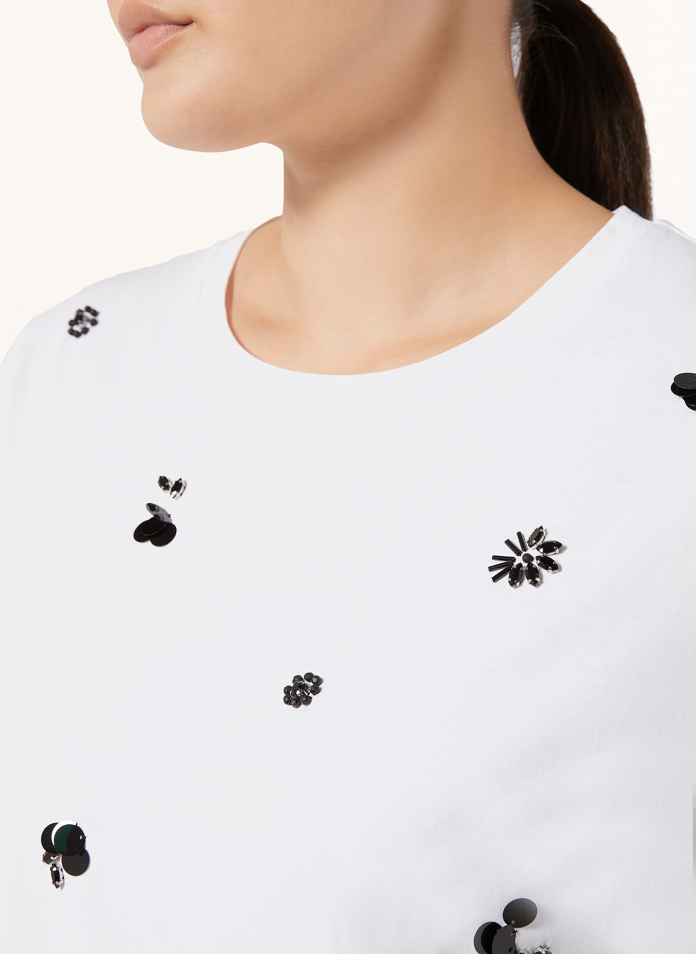 Thumbnail - Marina Rinaldi T-Shirt Alisso Mit Pailletten Und Schmucksteinen weiss