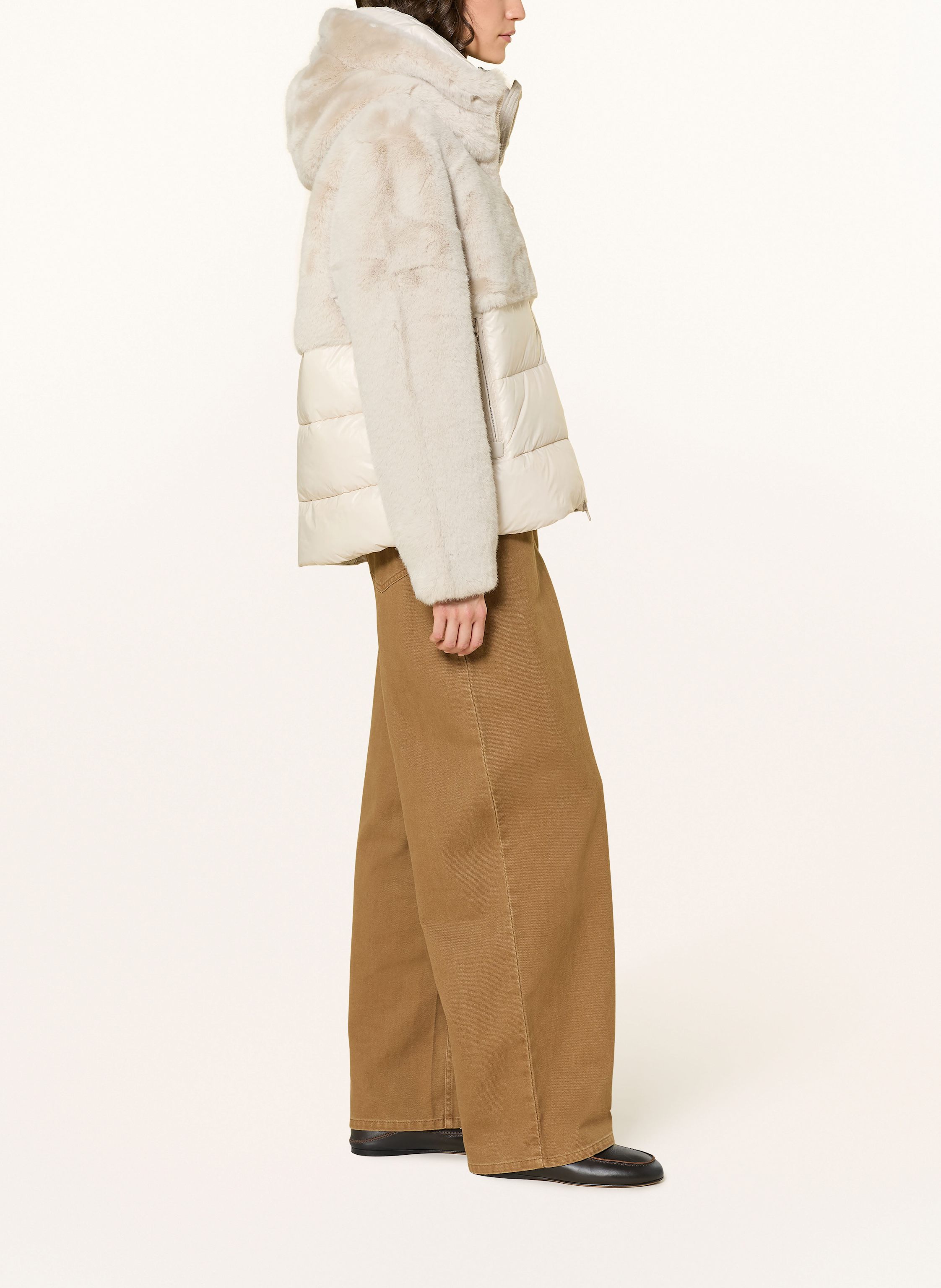 Thumbnail - Blauer Kunstpelz-Jacke Fanevil Im Materialmix weiss