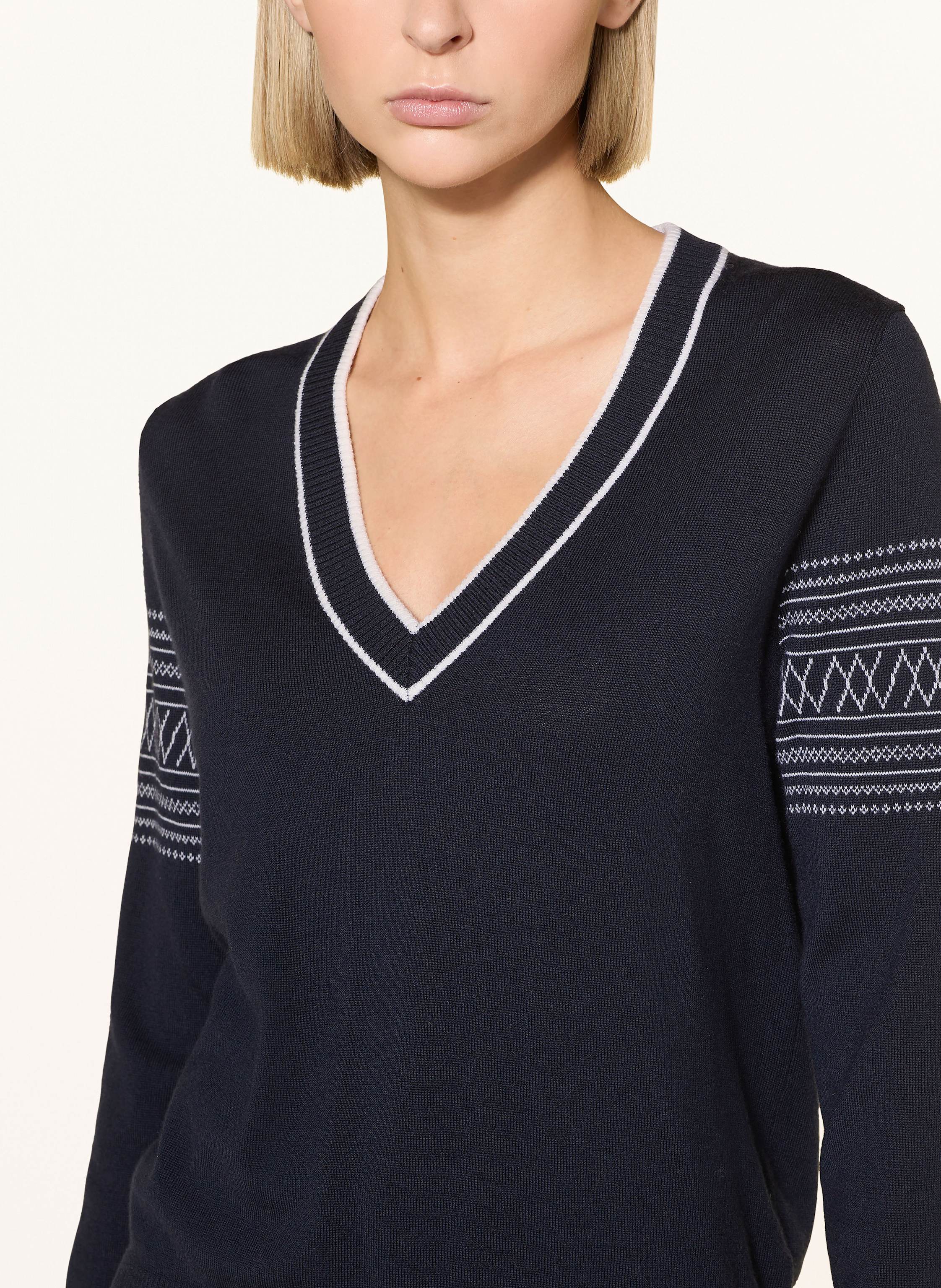 Thumbnail - We Norwegians Pullover Signature Aus Merinowolle blau