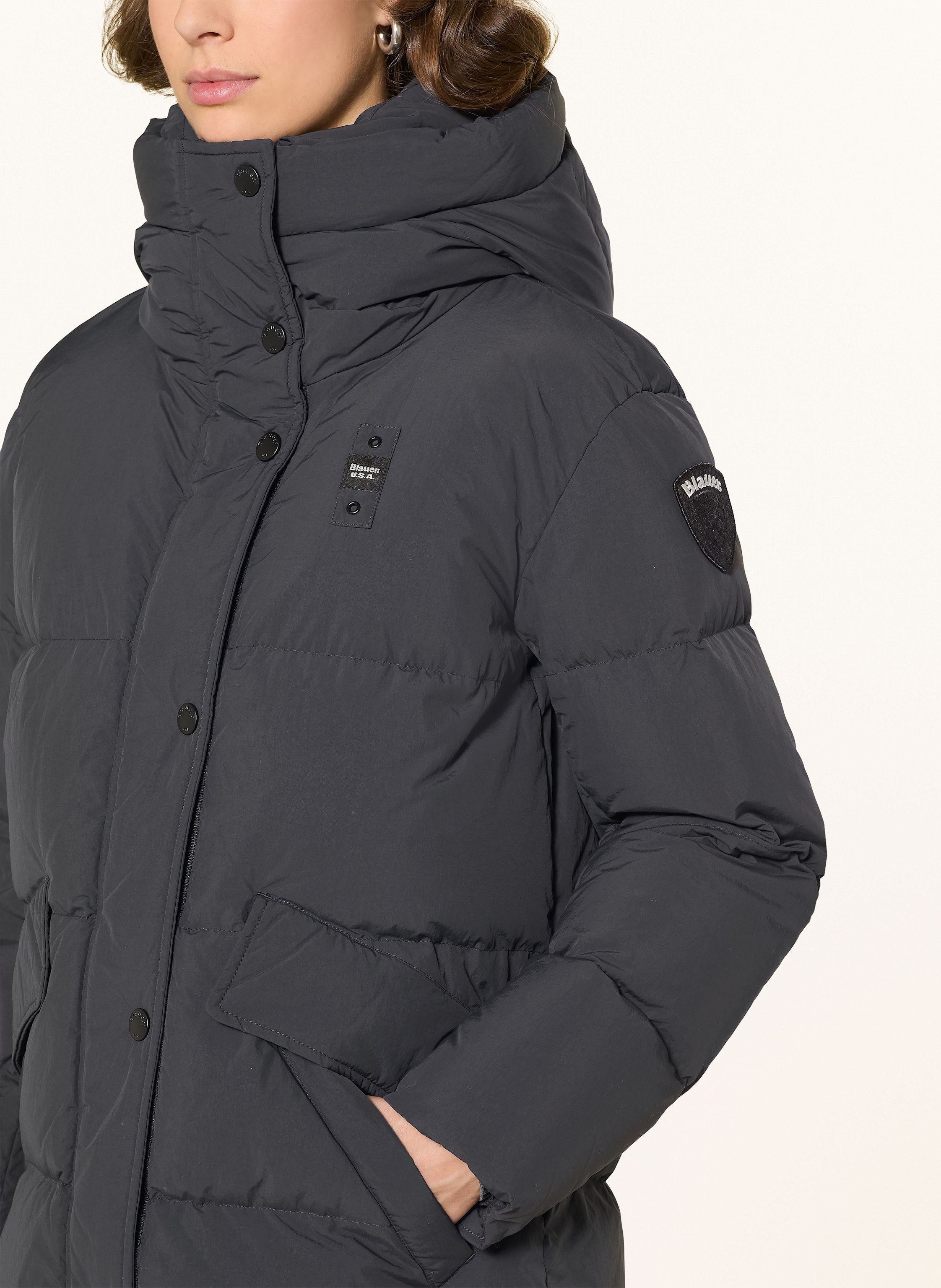 Thumbnail - Blauer Daunenmantel Lena schwarz