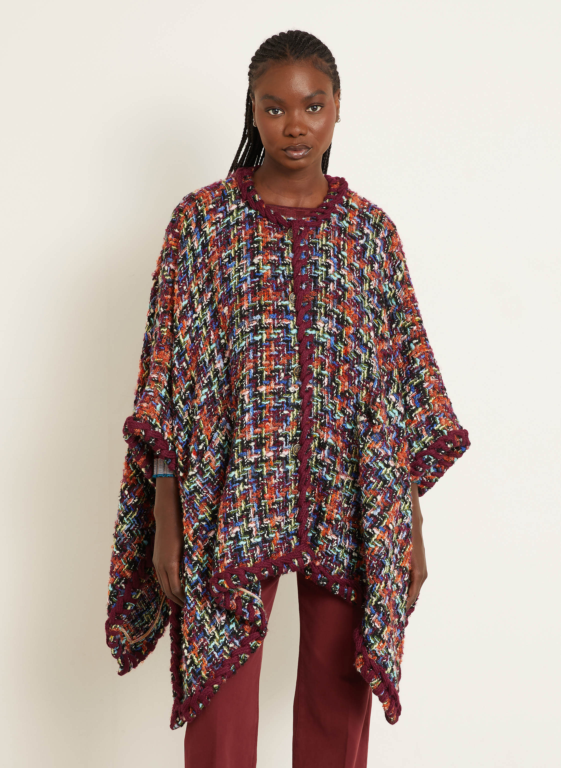 Thumbnail - Etro Tweed-Cape Mit Glitzergarn rot