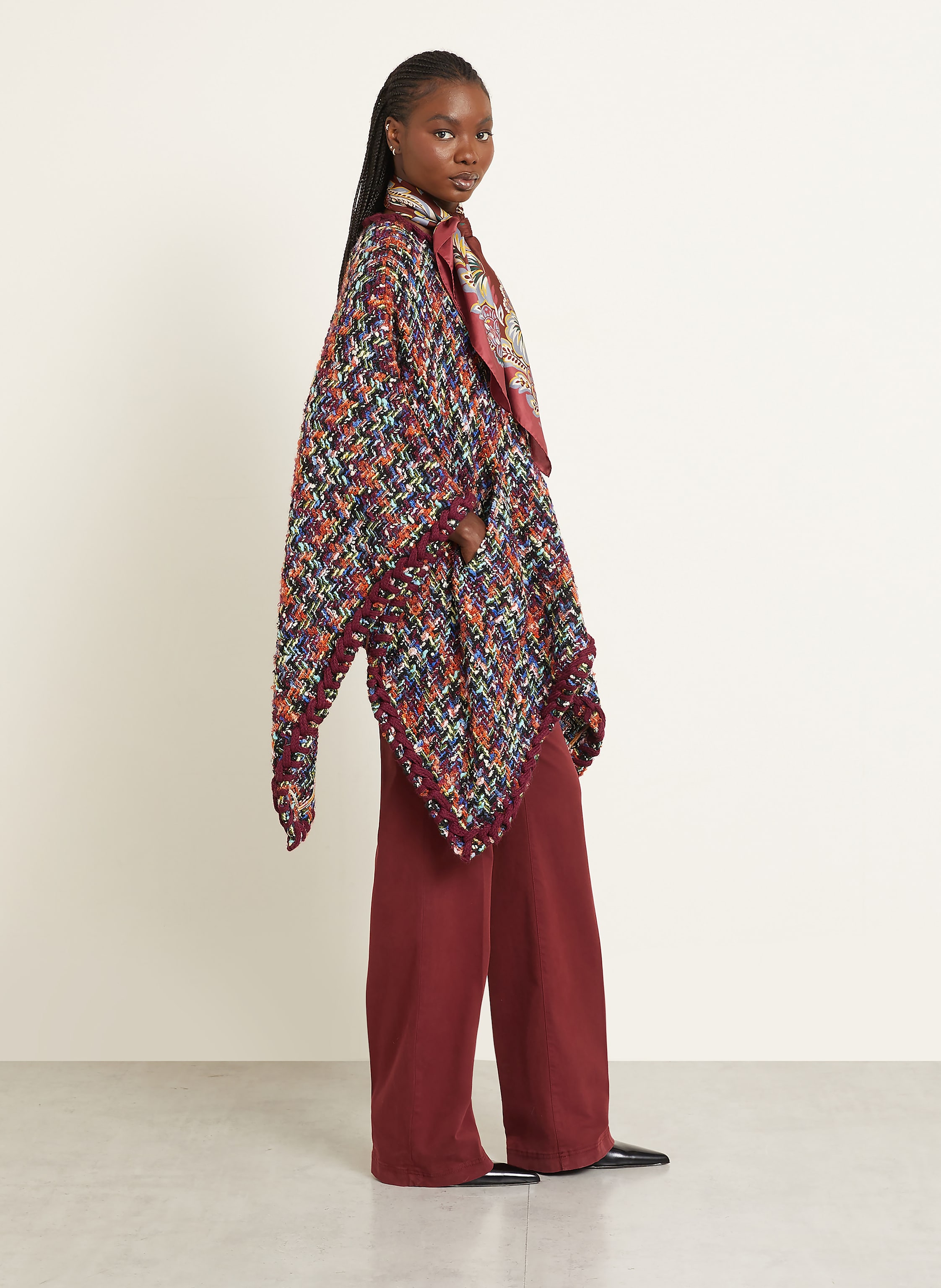 Thumbnail - Etro Tweed-Cape Mit Glitzergarn rot