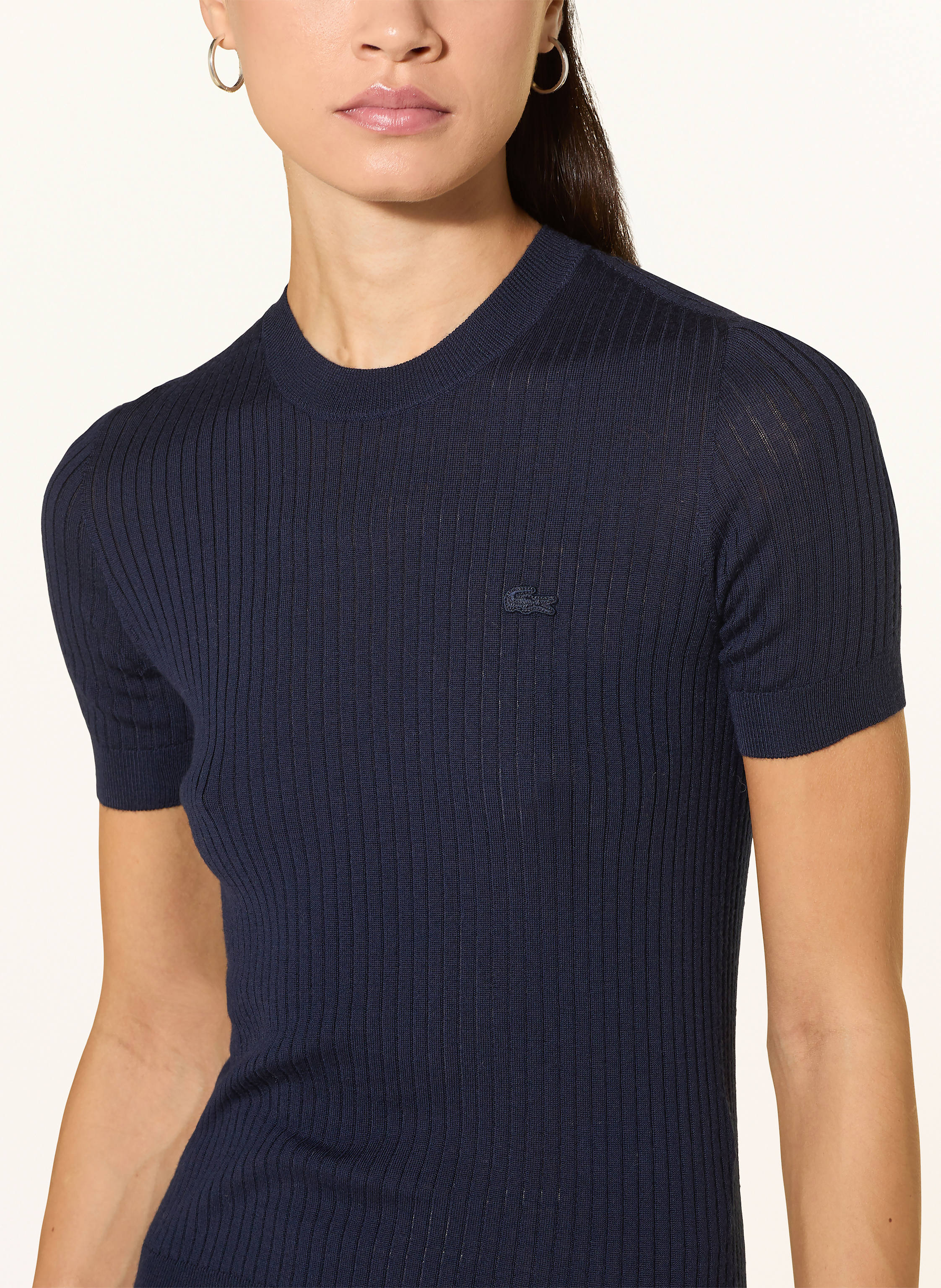 Thumbnail - Lacoste Strickshirt Aus Merinowolle blau