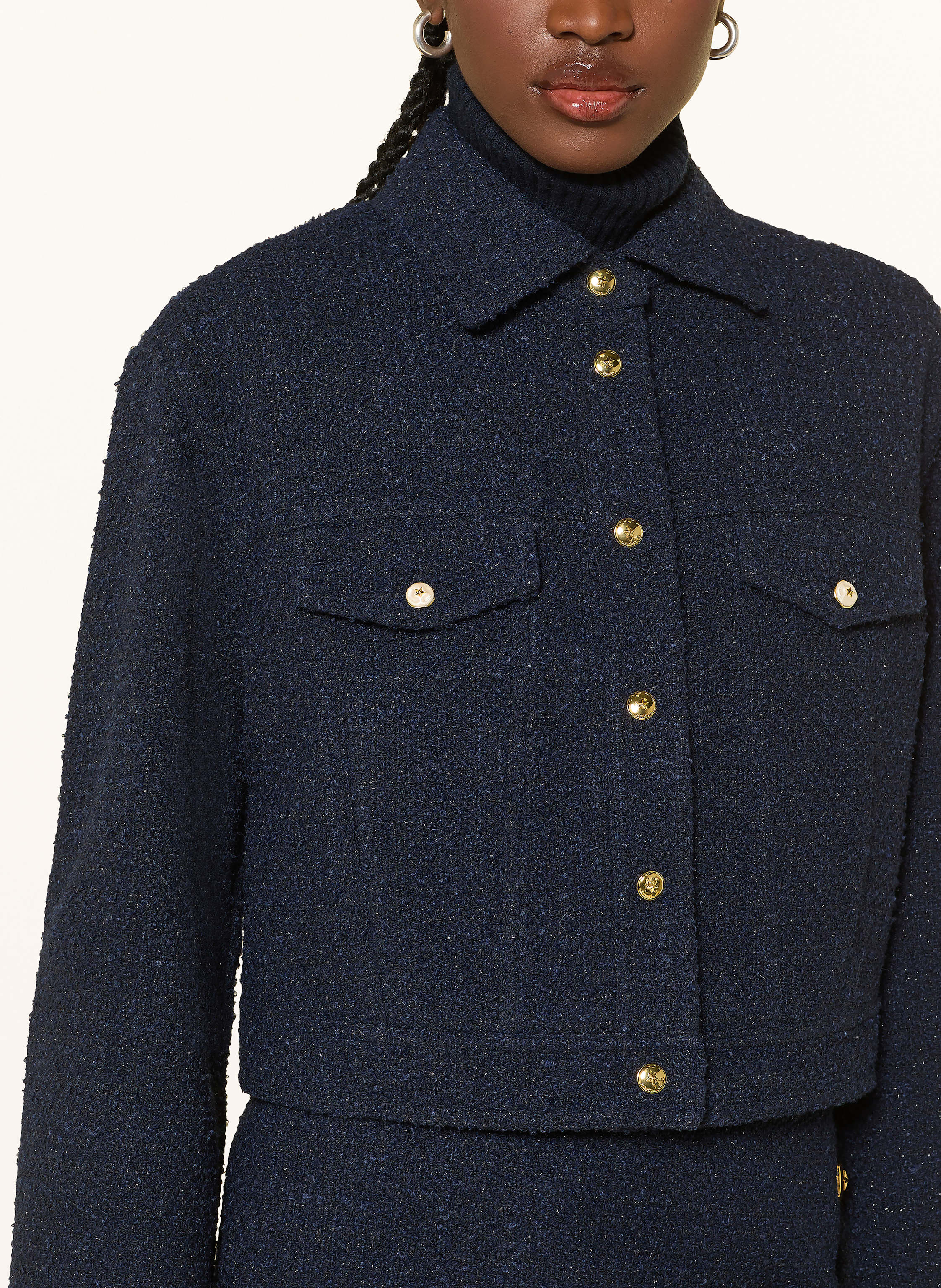 Thumbnail - Pinko Kastenjacke Aus Bouclé Mit Glitzergarn blau