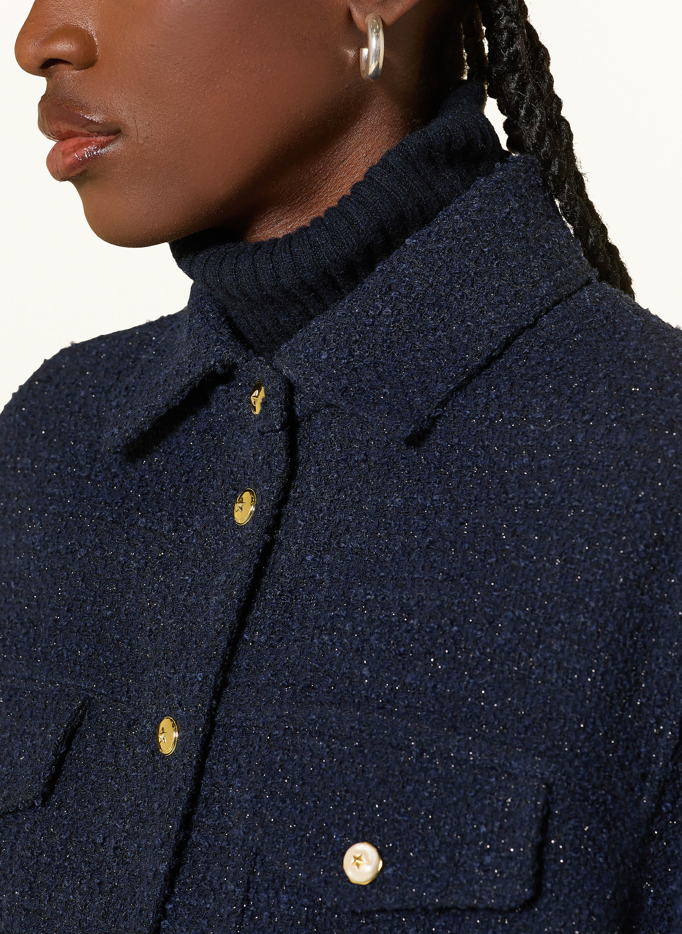 Thumbnail - Pinko Kastenjacke Aus Bouclé Mit Glitzergarn blau