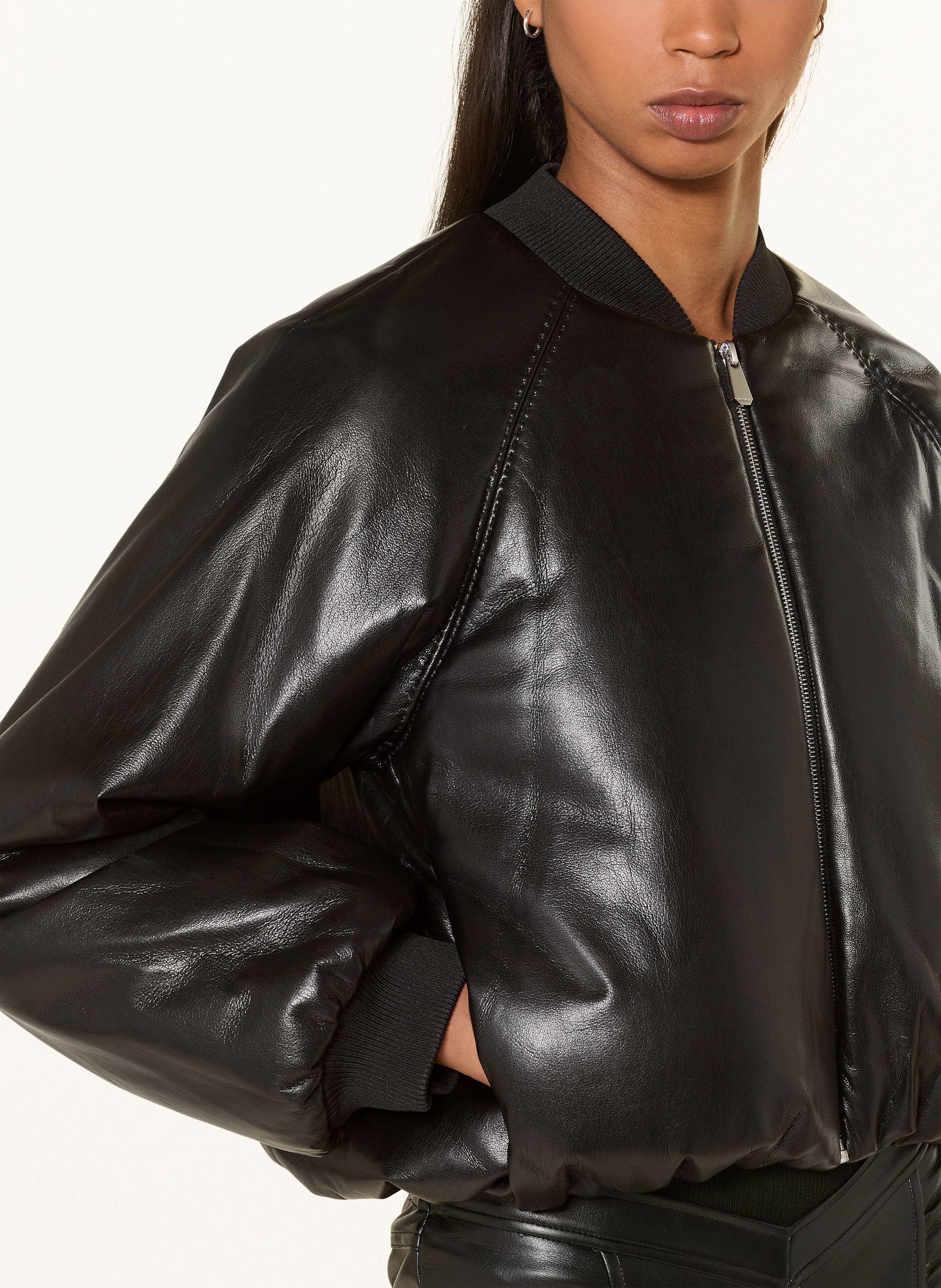 Thumbnail - Pinko Blouson Brodo In Lederoptik schwarz