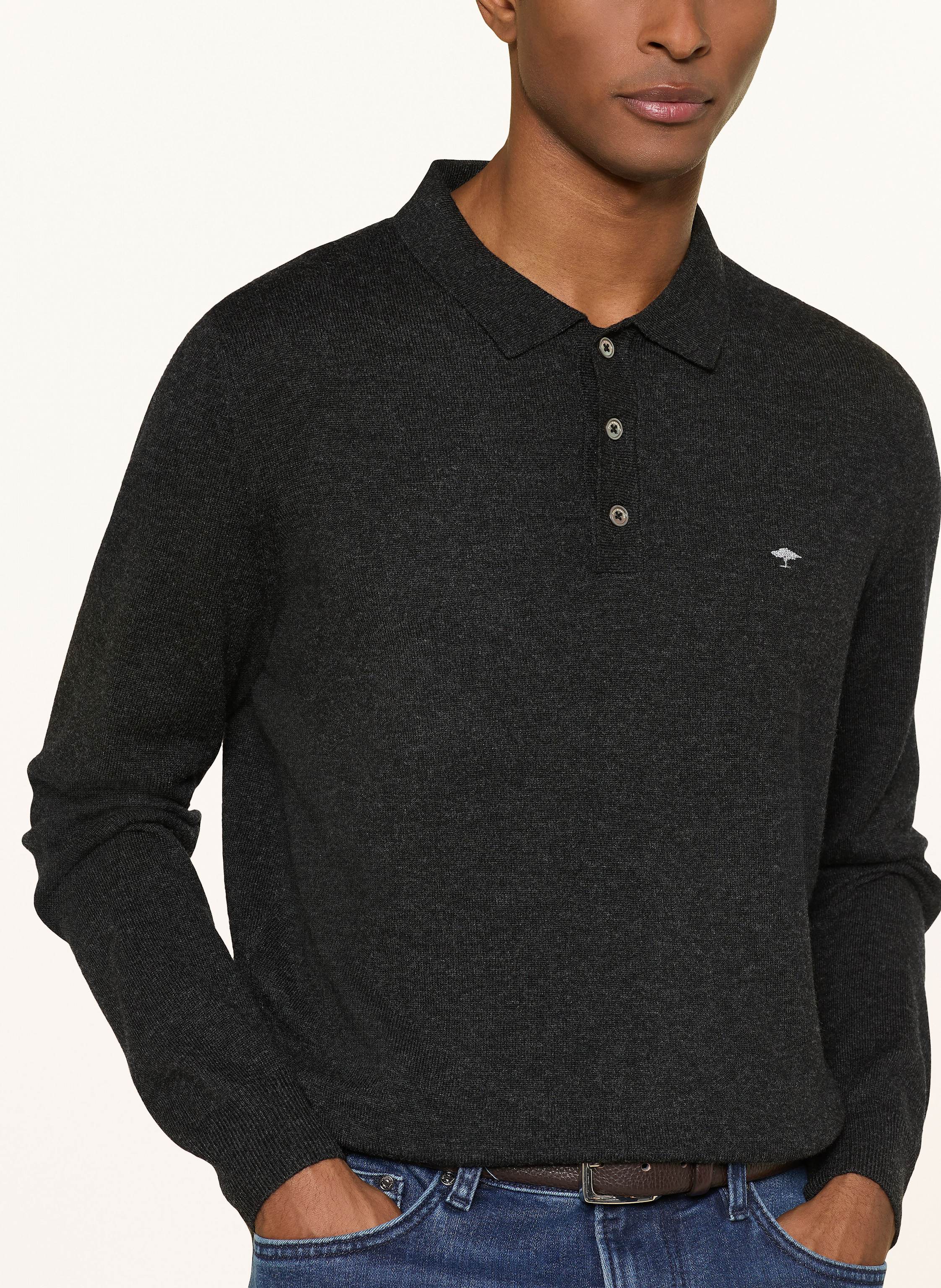 Thumbnail - Fynch-Hatton Strick-Poloshirt Aus Merinowolle grau