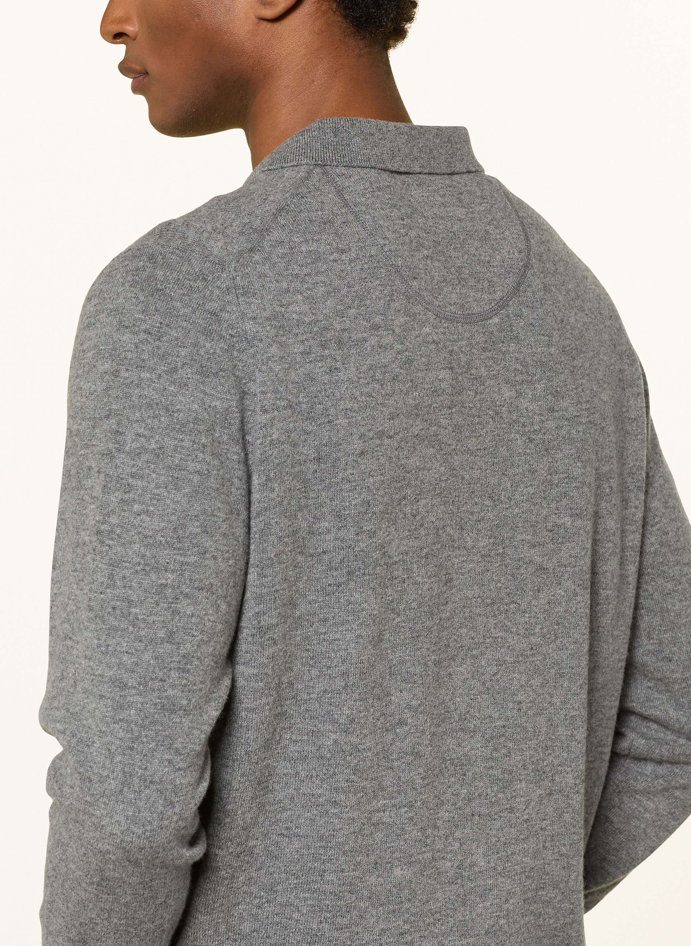 Thumbnail - Fynch-Hatton Strick-Poloshirt Aus Merinowolle grau