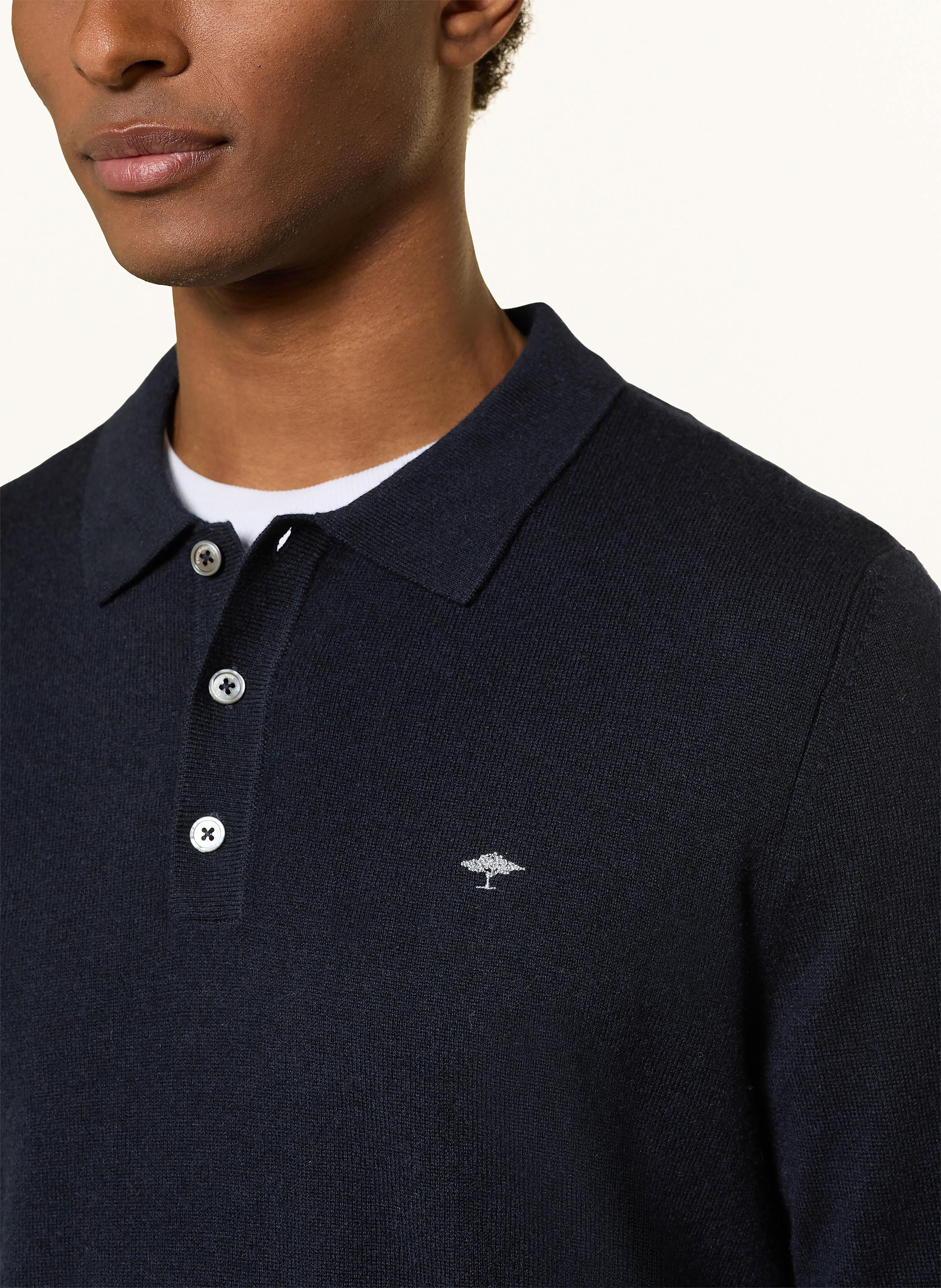 Thumbnail - Fynch-Hatton Strick-Poloshirt Aus Merinowolle blau