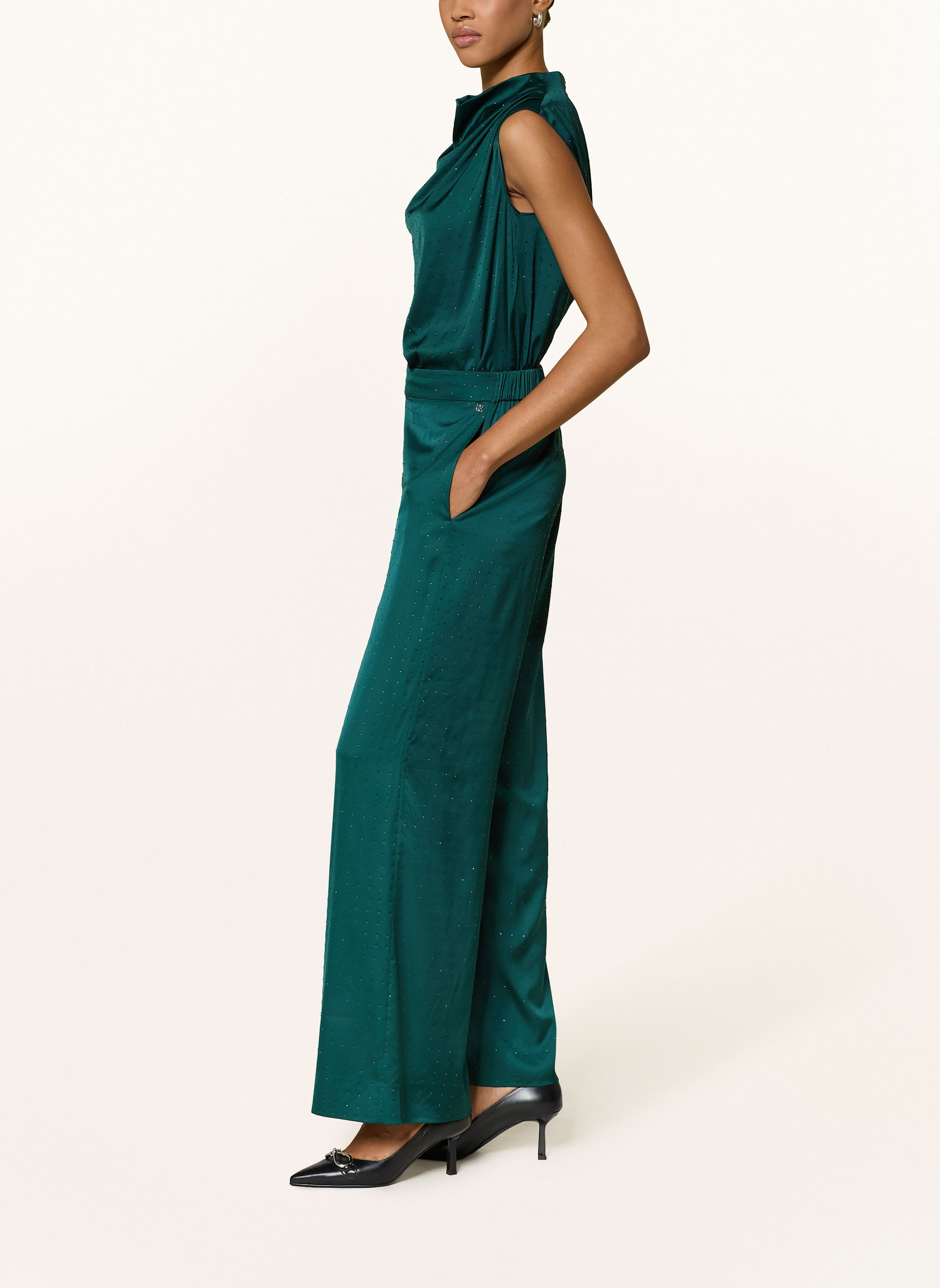 Thumbnail - Hugo Satinhose Hasela Mit Schmucksteinen gruen