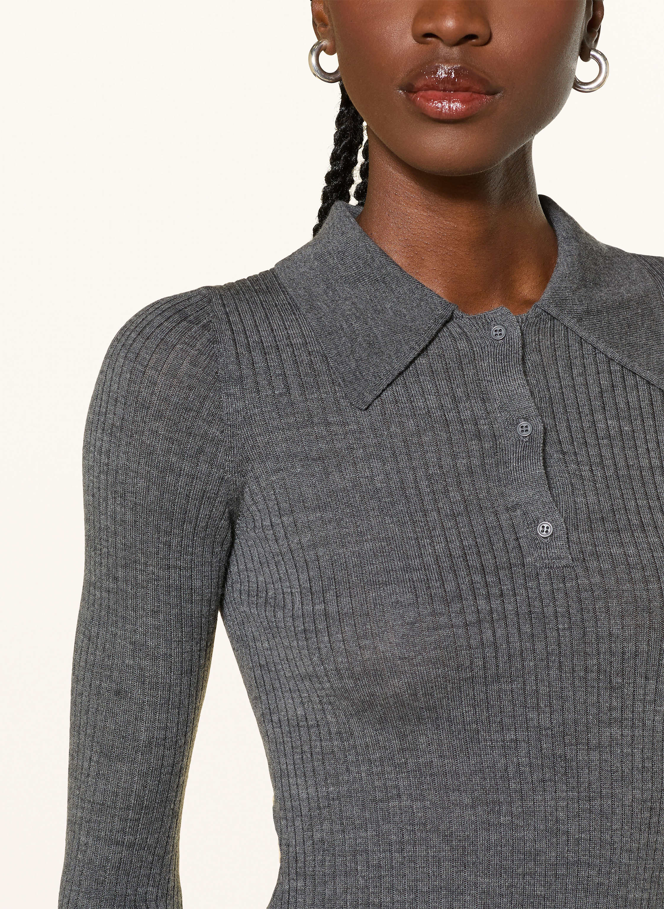 Thumbnail - Wrstbhvr Strick-Poloshirt Romi grau