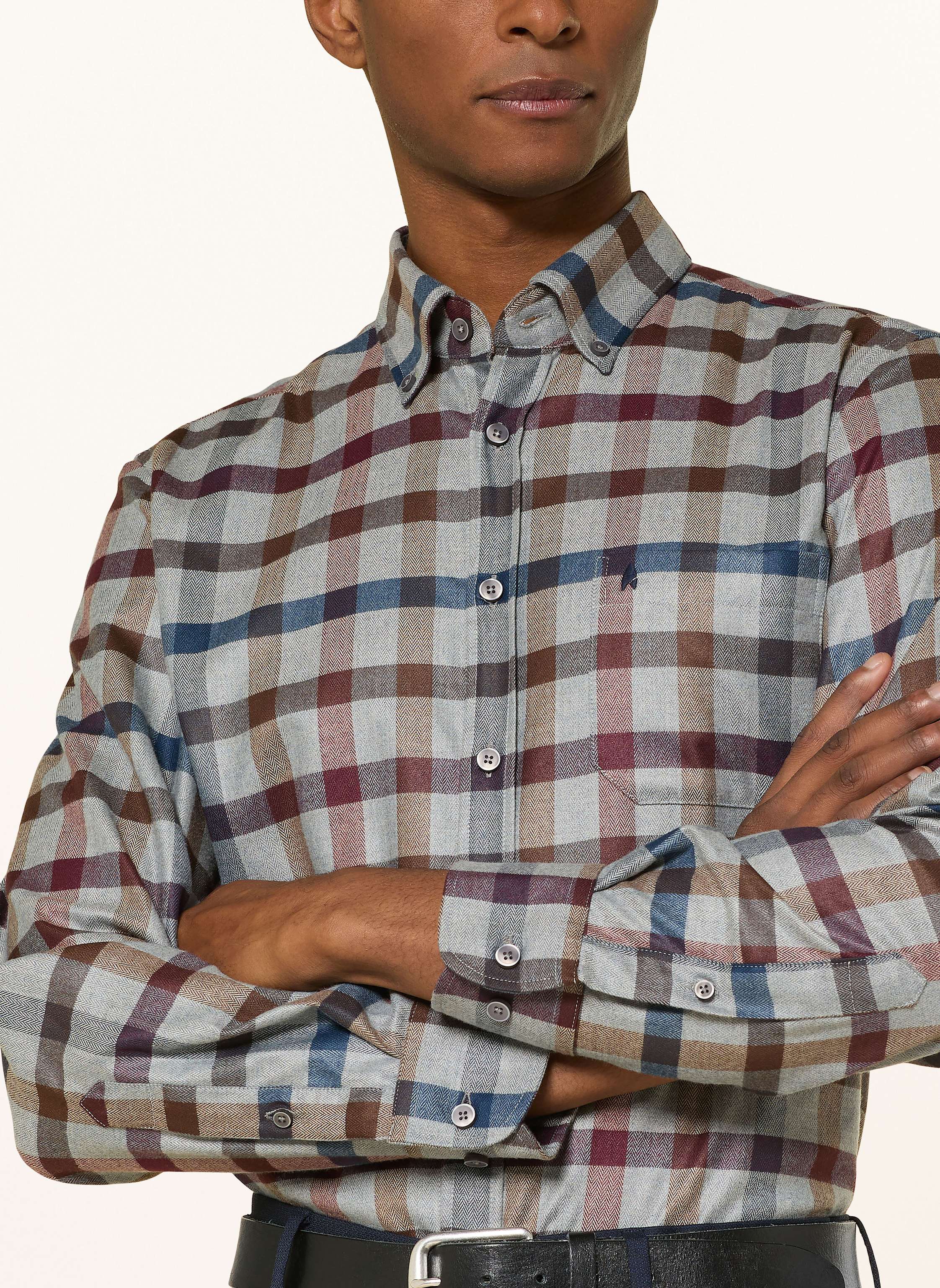 Thumbnail - Ragman Flanellhemd Comfort Fit grau