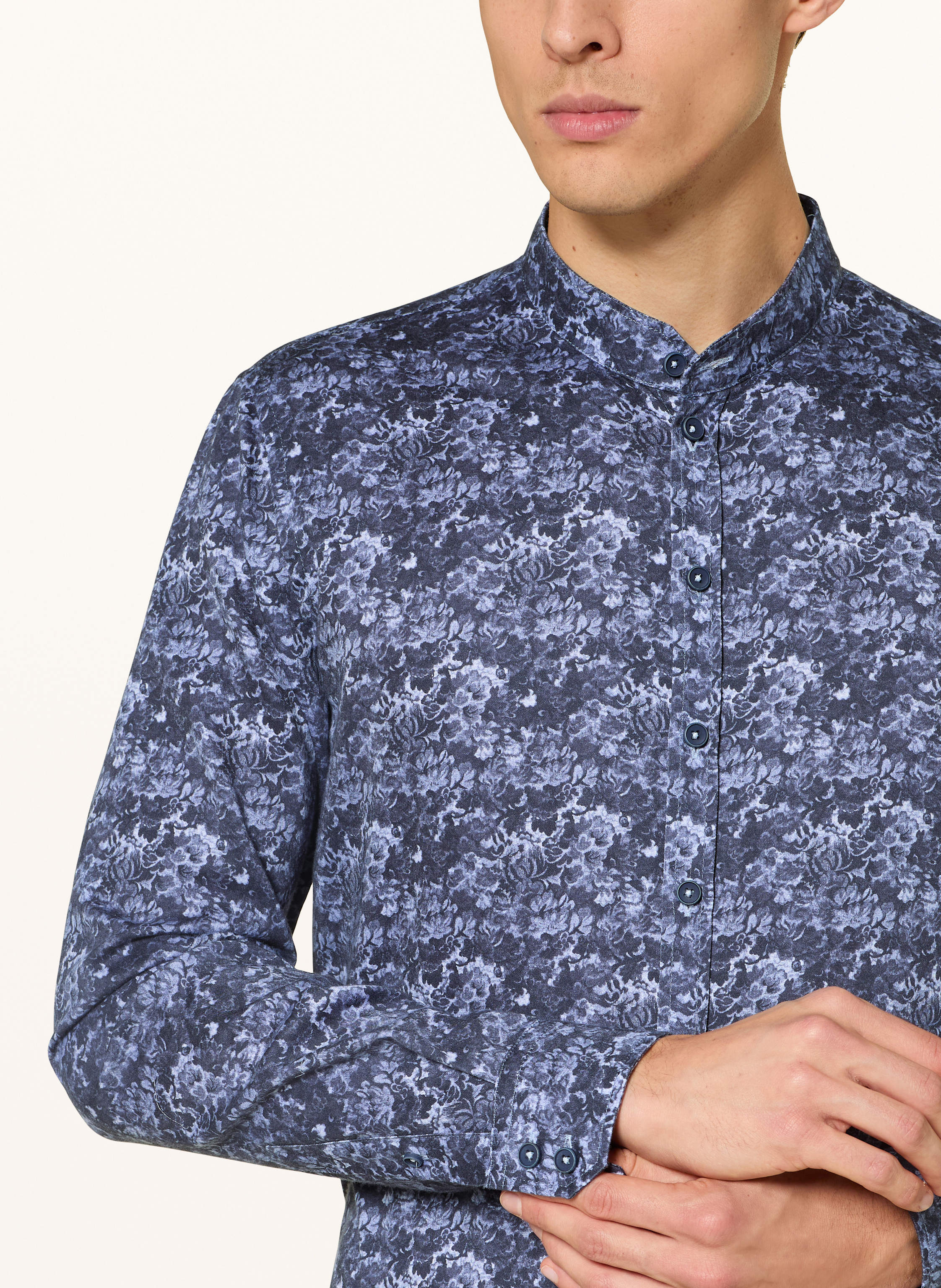 Thumbnail - q1 Manufaktur Hemd Regular Fit Mit Stehkragen blau