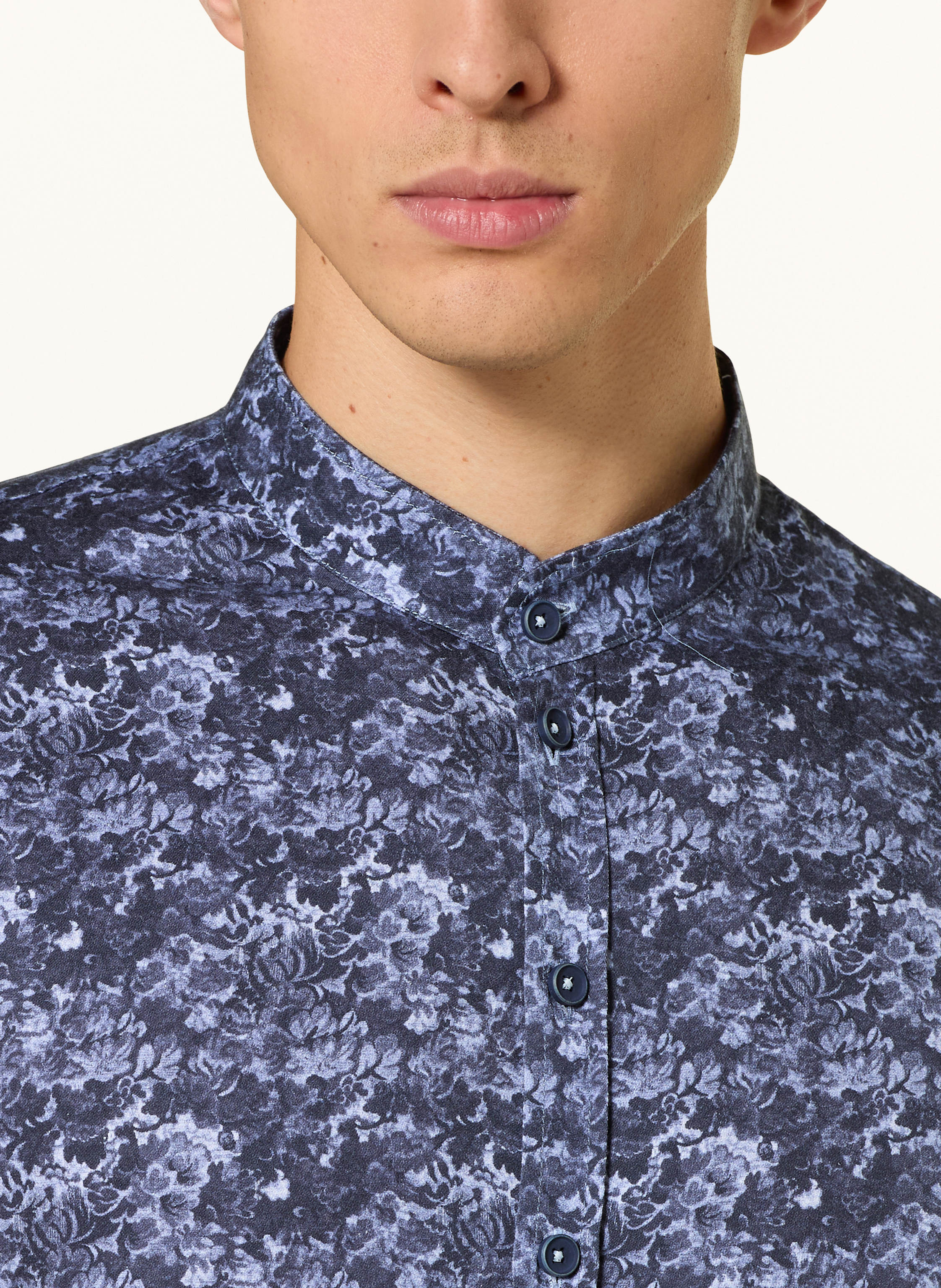 Thumbnail - q1 Manufaktur Hemd Regular Fit Mit Stehkragen blau