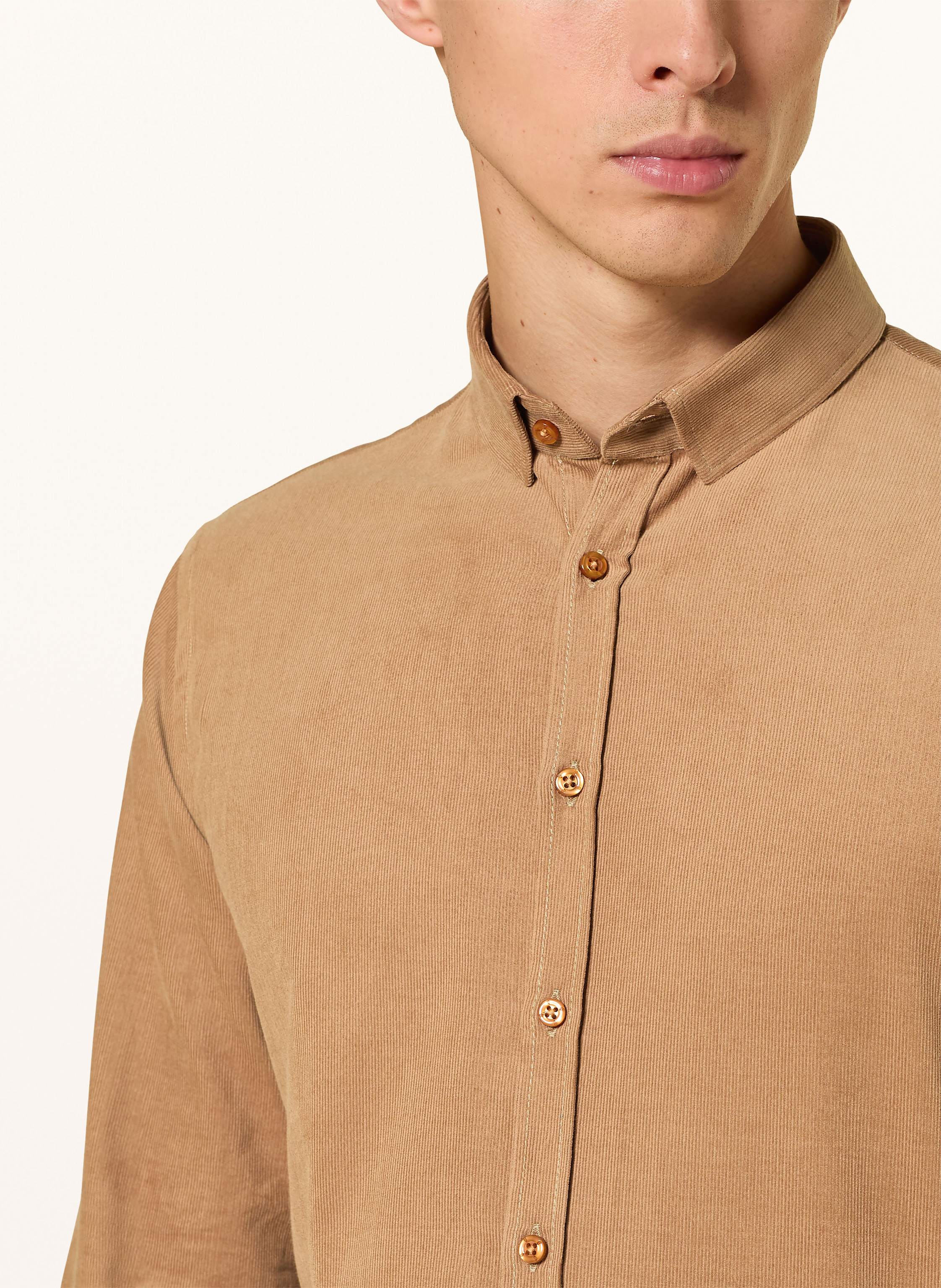 Thumbnail - q1 Manufaktur Cordhemd Extra Slim Fit braun