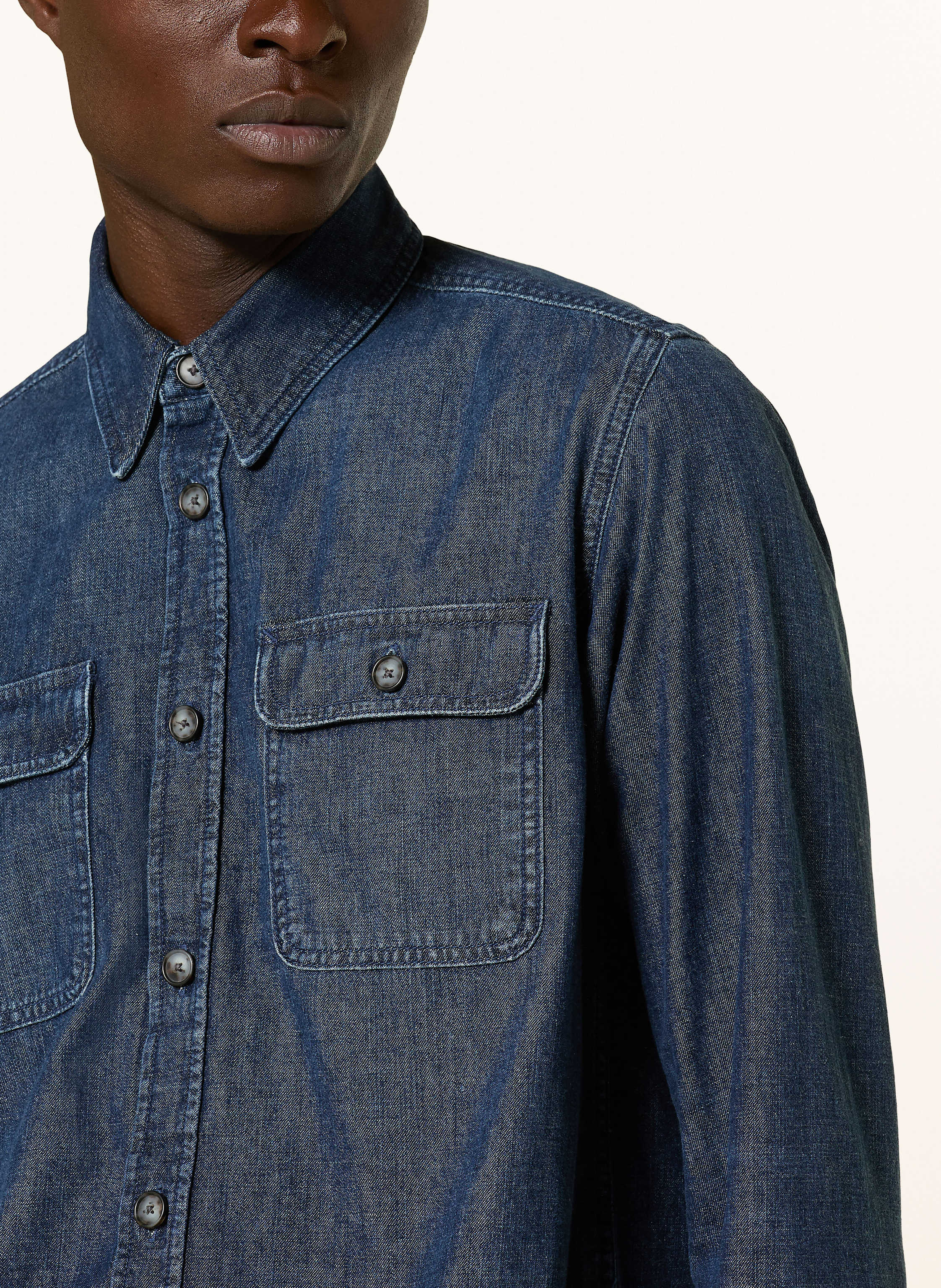 Thumbnail - Boss Jeanshemd Straight Fit blau