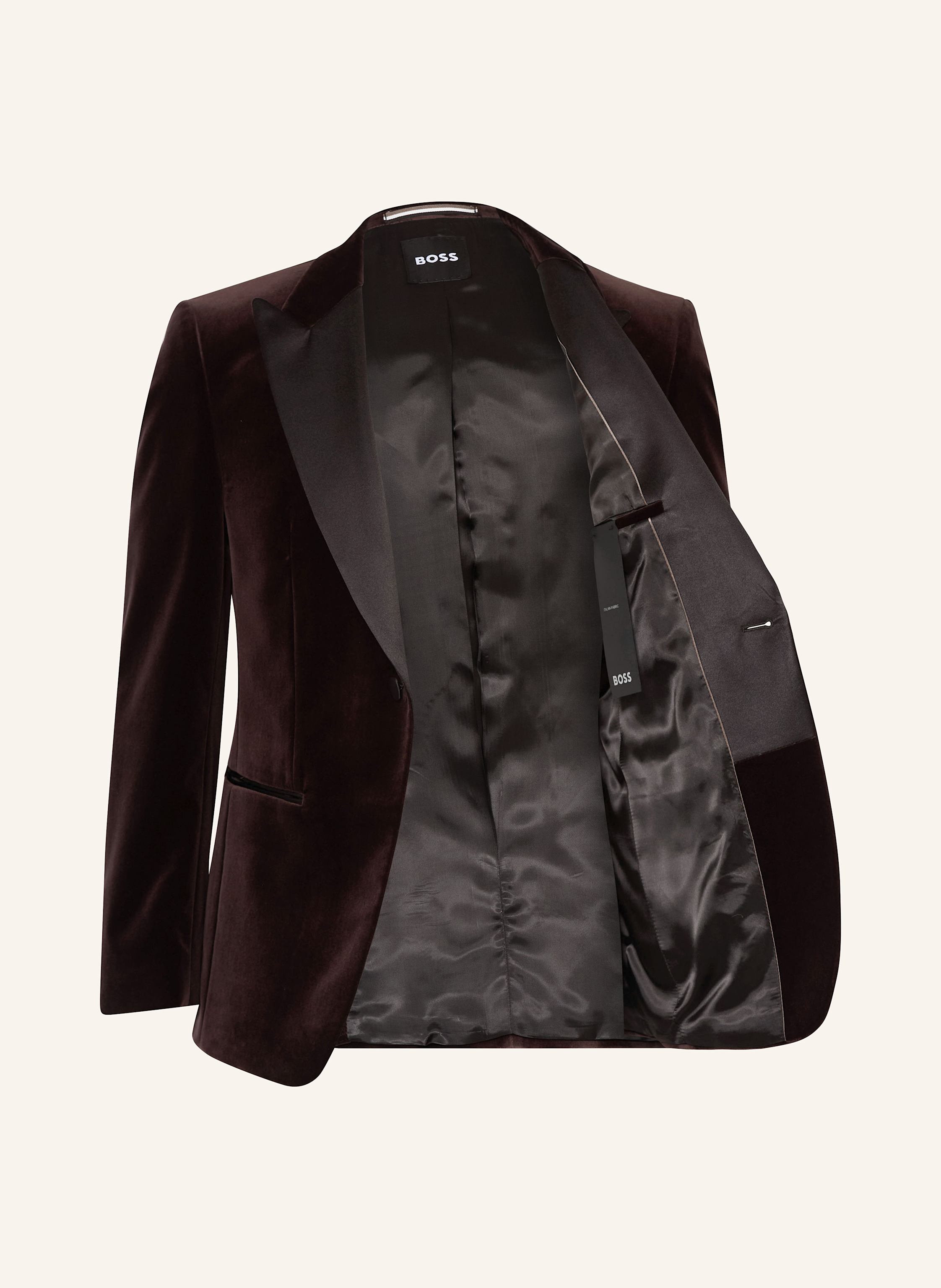 Thumbnail - Boss Smoking-Sakko H-Hutson-Tux-254 Slim Fit Aus Samt braun