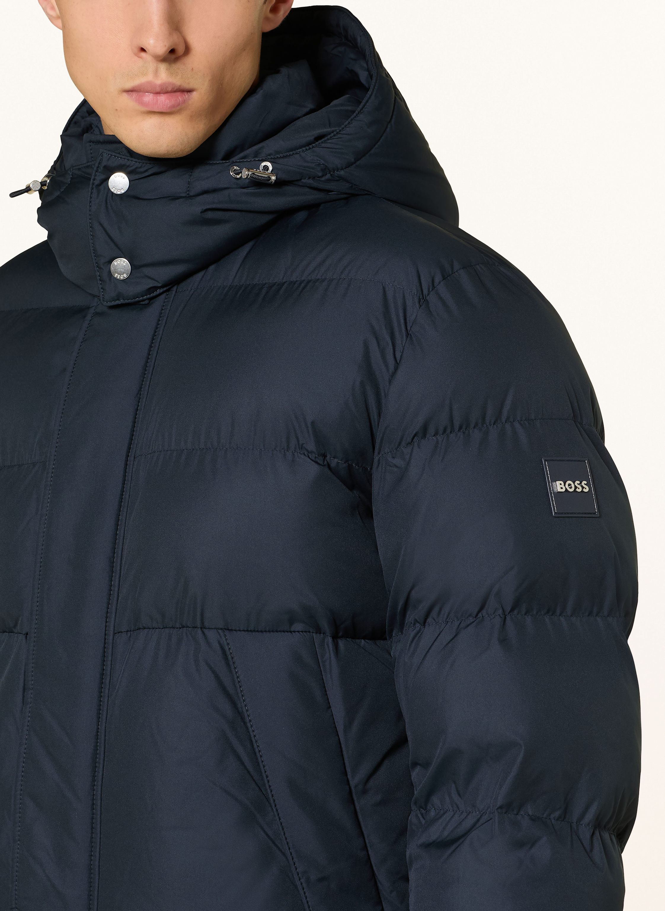 Thumbnail - Boss Steppjacke Corbinian Mit Abnehmbarer Kapuze blau