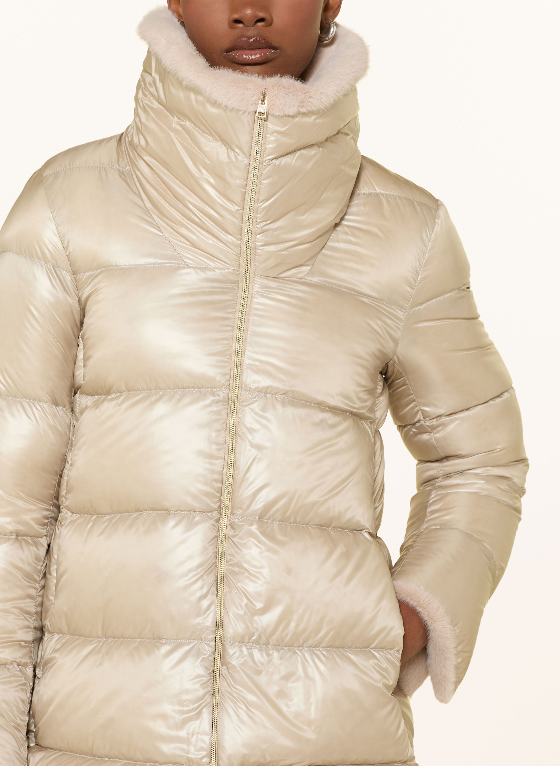 Thumbnail - Herno Daunenmantel Mit Kunstfell beige