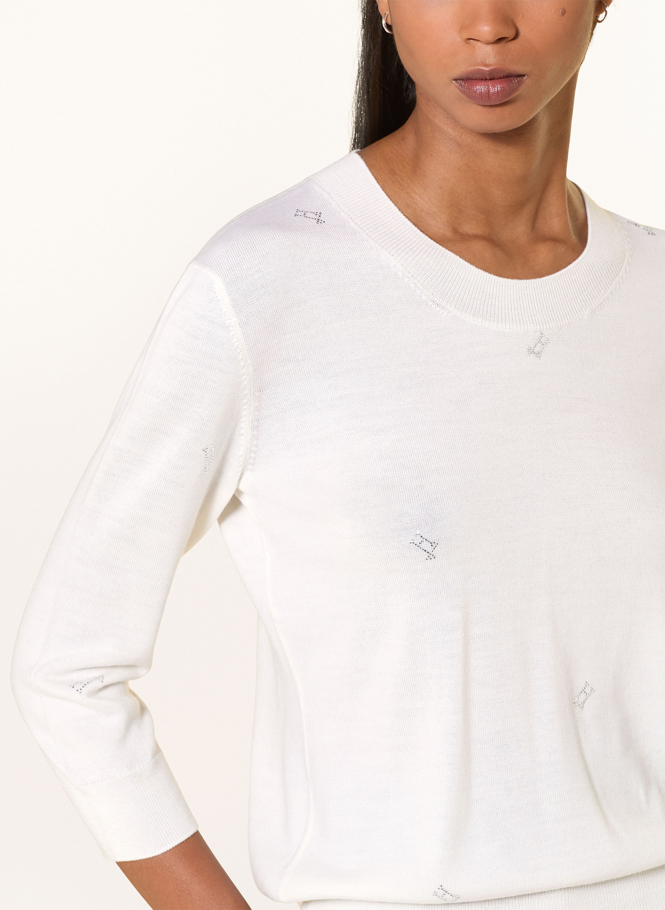Thumbnail - Herno Pullover Mit Schmucksteinen Und 3/4-Arm weiss