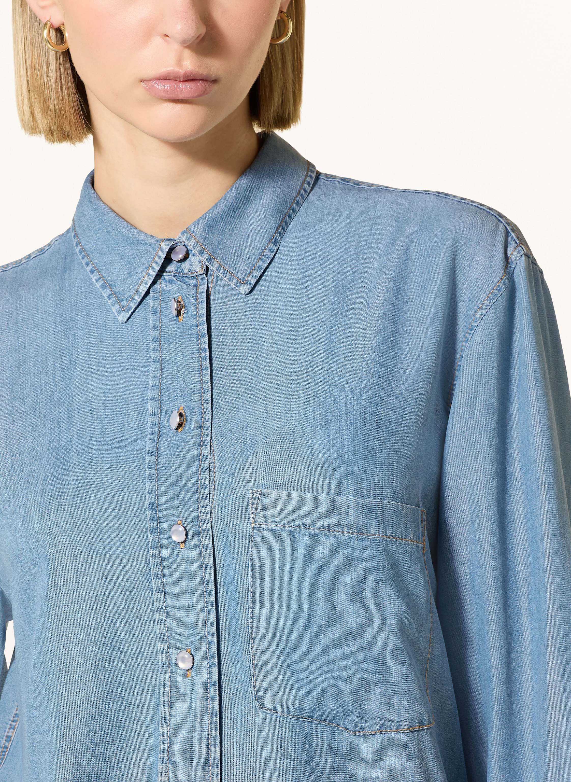 Thumbnail - Emily Van Den Bergh Oversized-Bluse In Jeansoptik blau