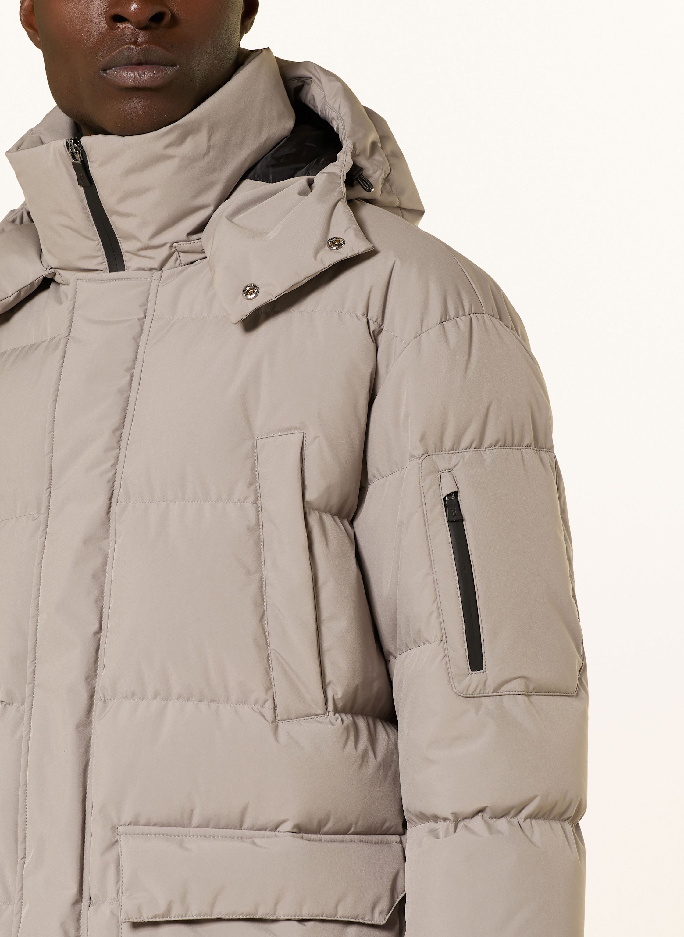 Thumbnail - Herno Daunenparka Mit Abnehmbarer Kapuze grau