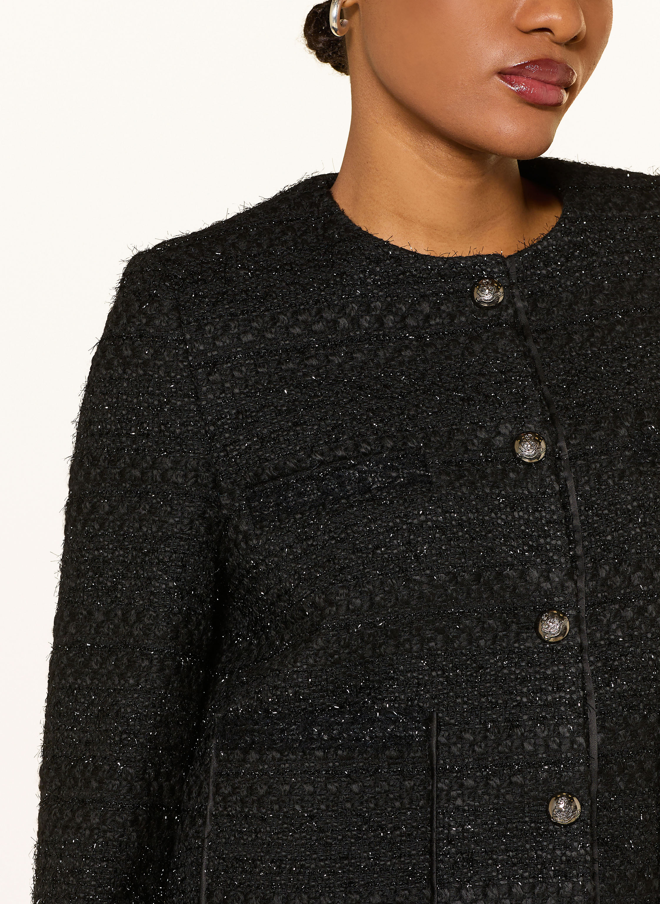 Thumbnail - Sly 010 Bouclé-Jacke Annalena Mit Glitzergarn schwarz