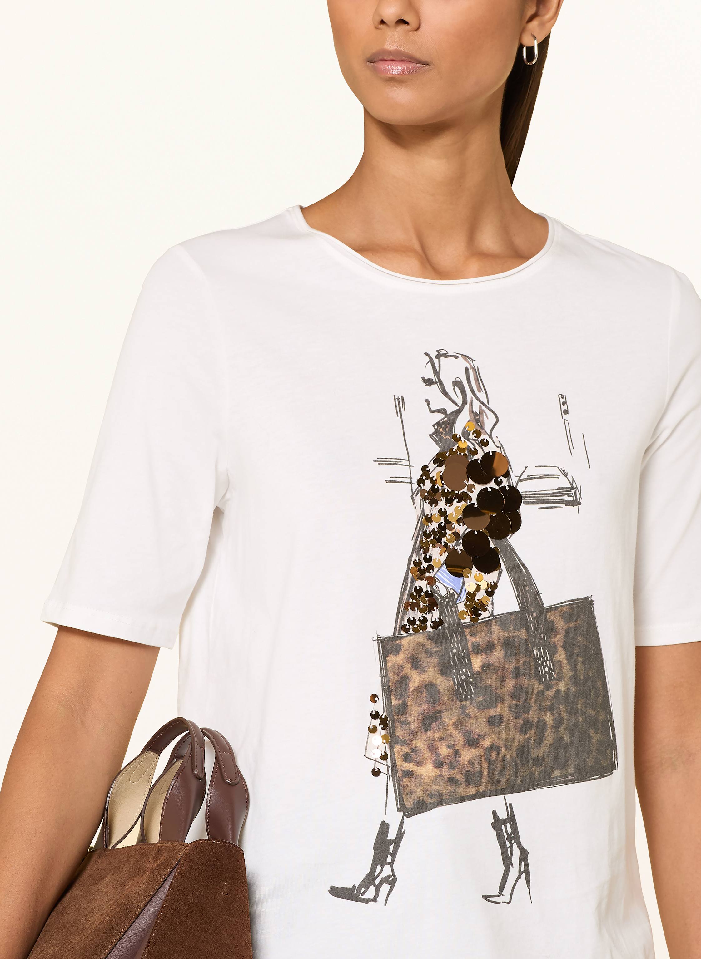 Thumbnail - Oui T-Shirt Mit Pailletten weiss