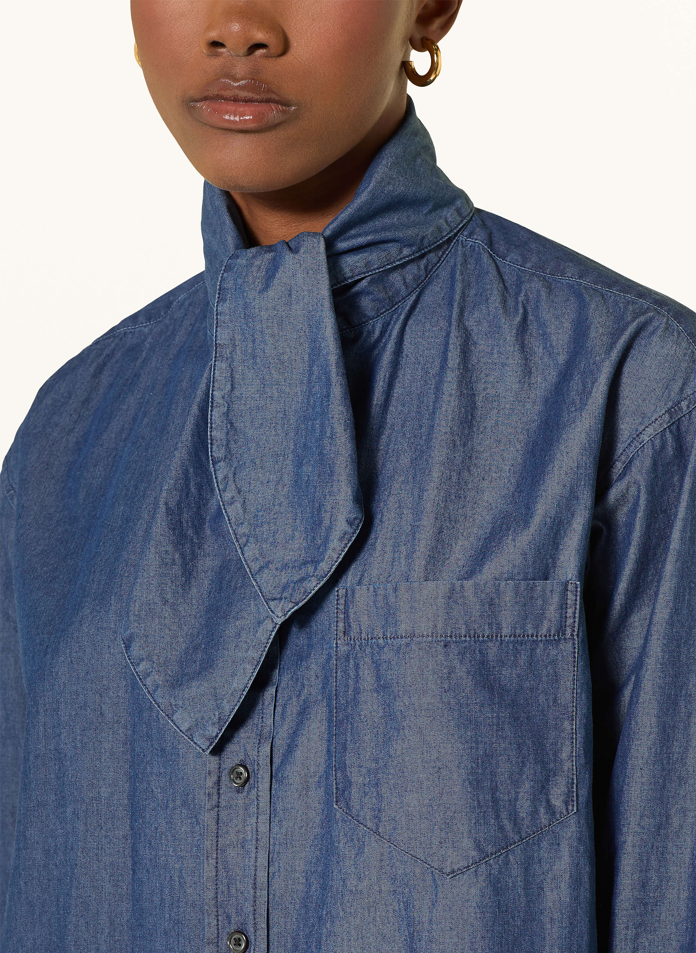 Thumbnail - Lilienfels Schluppenbluse In Jeansoptik blau