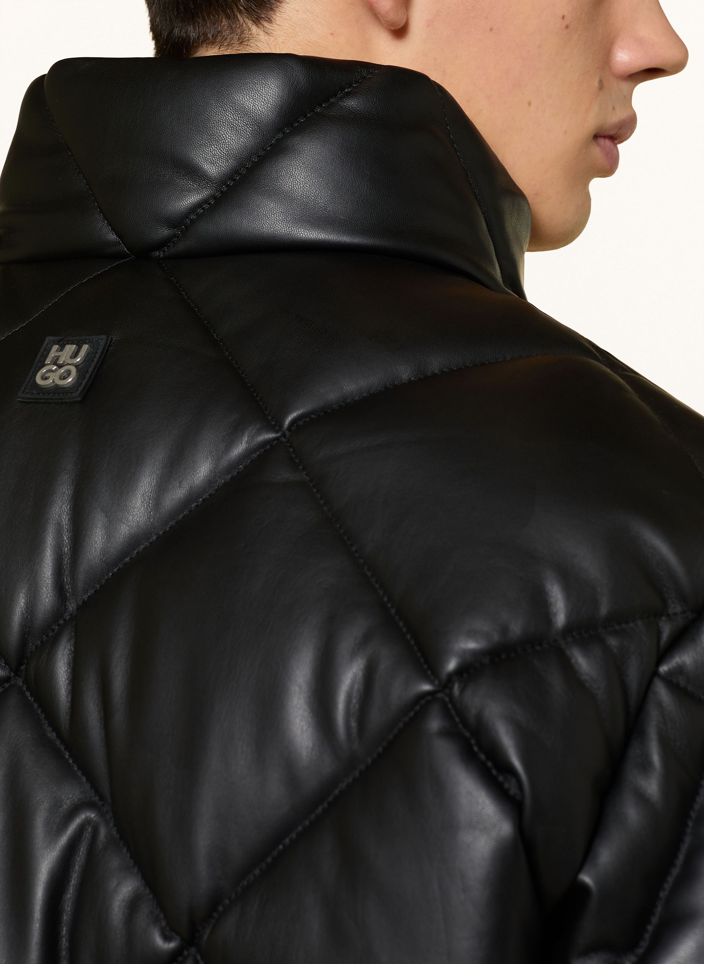 Thumbnail - Hugo Steppjacke Borin In Lederoptik schwarz