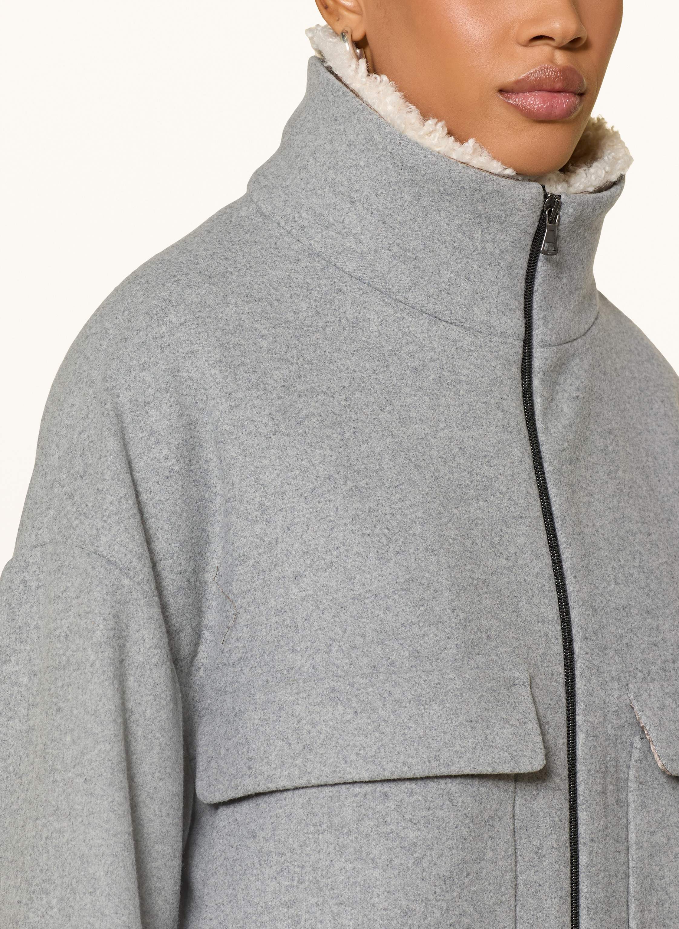 Thumbnail - Pamela Henson Jacke Mit Abnehmbarem Kunstfell grau