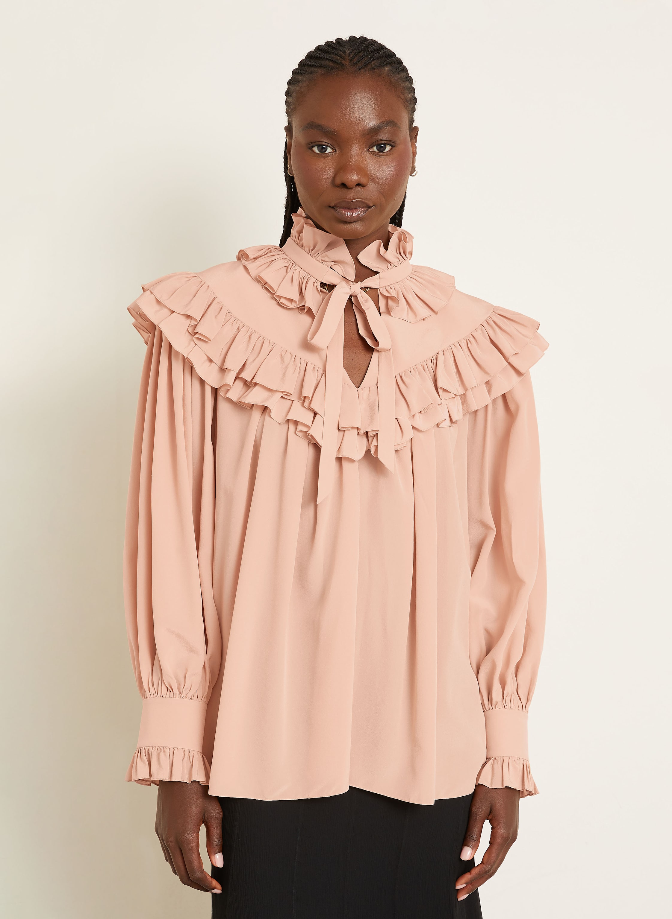 Thumbnail - Chloé Seidenbluse Mit Rüschen beige