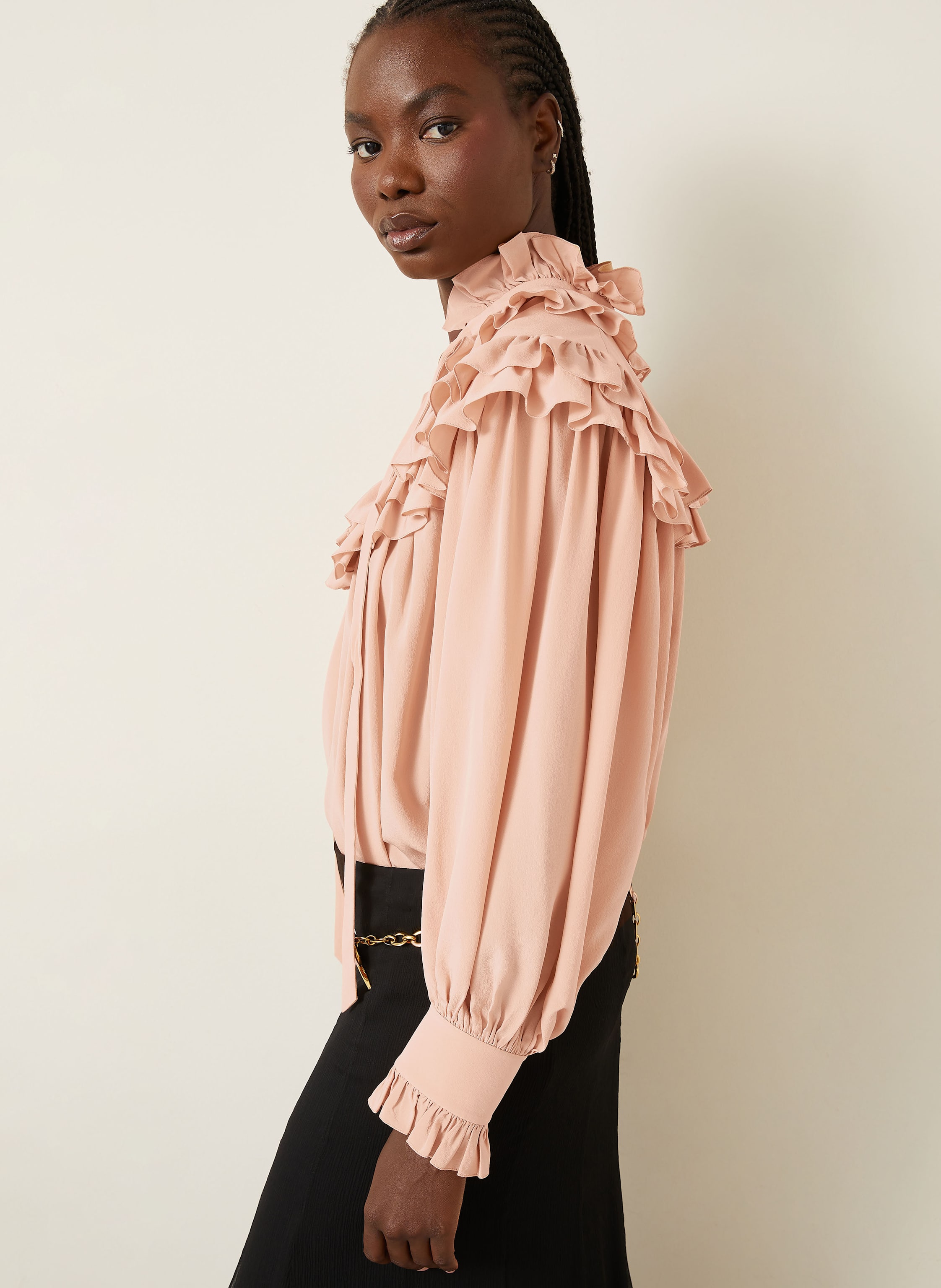 Thumbnail - Chloé Seidenbluse Mit Rüschen beige