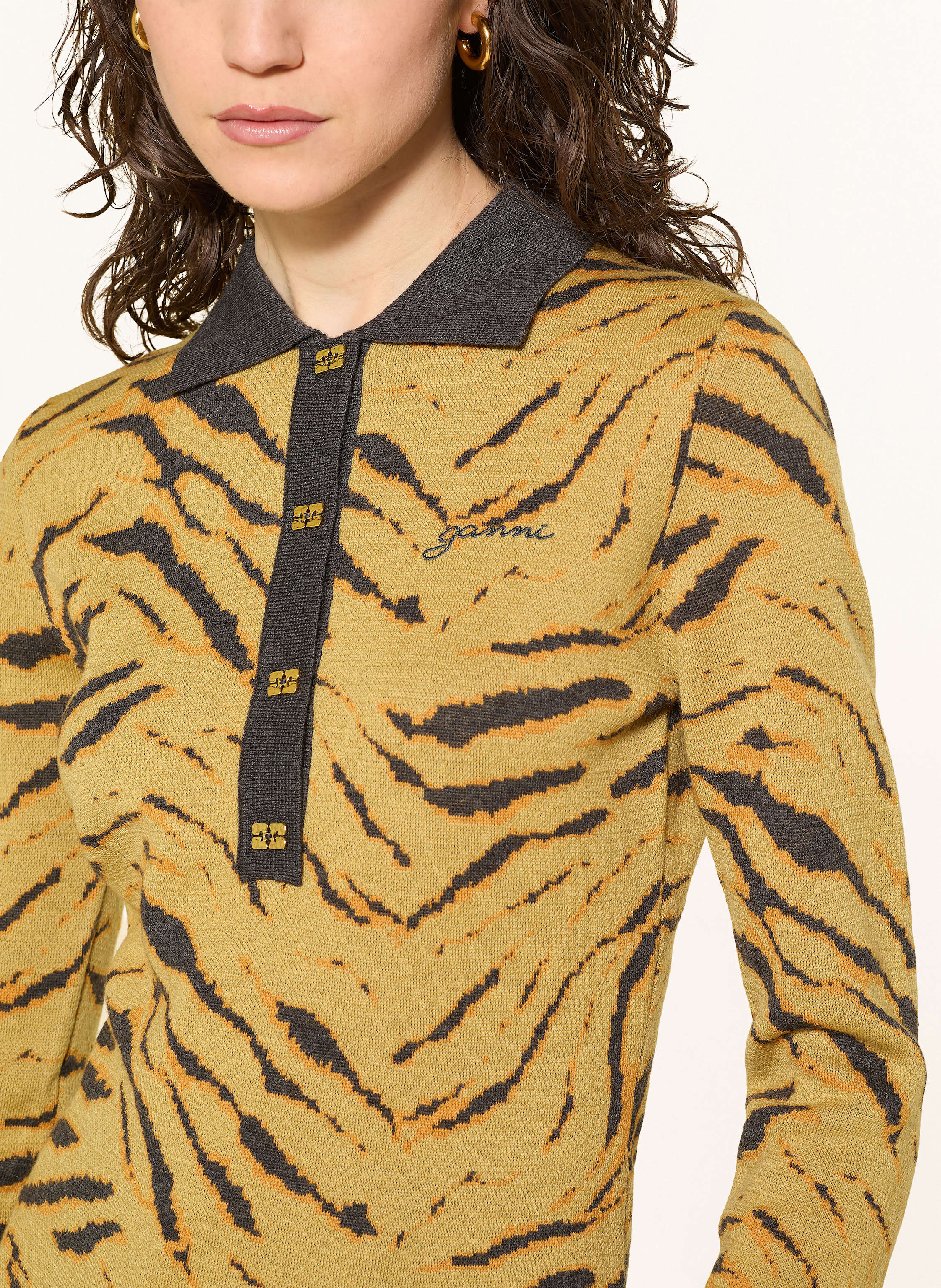 Thumbnail - Ganni Longsleeve Aus Merinowolle gelb