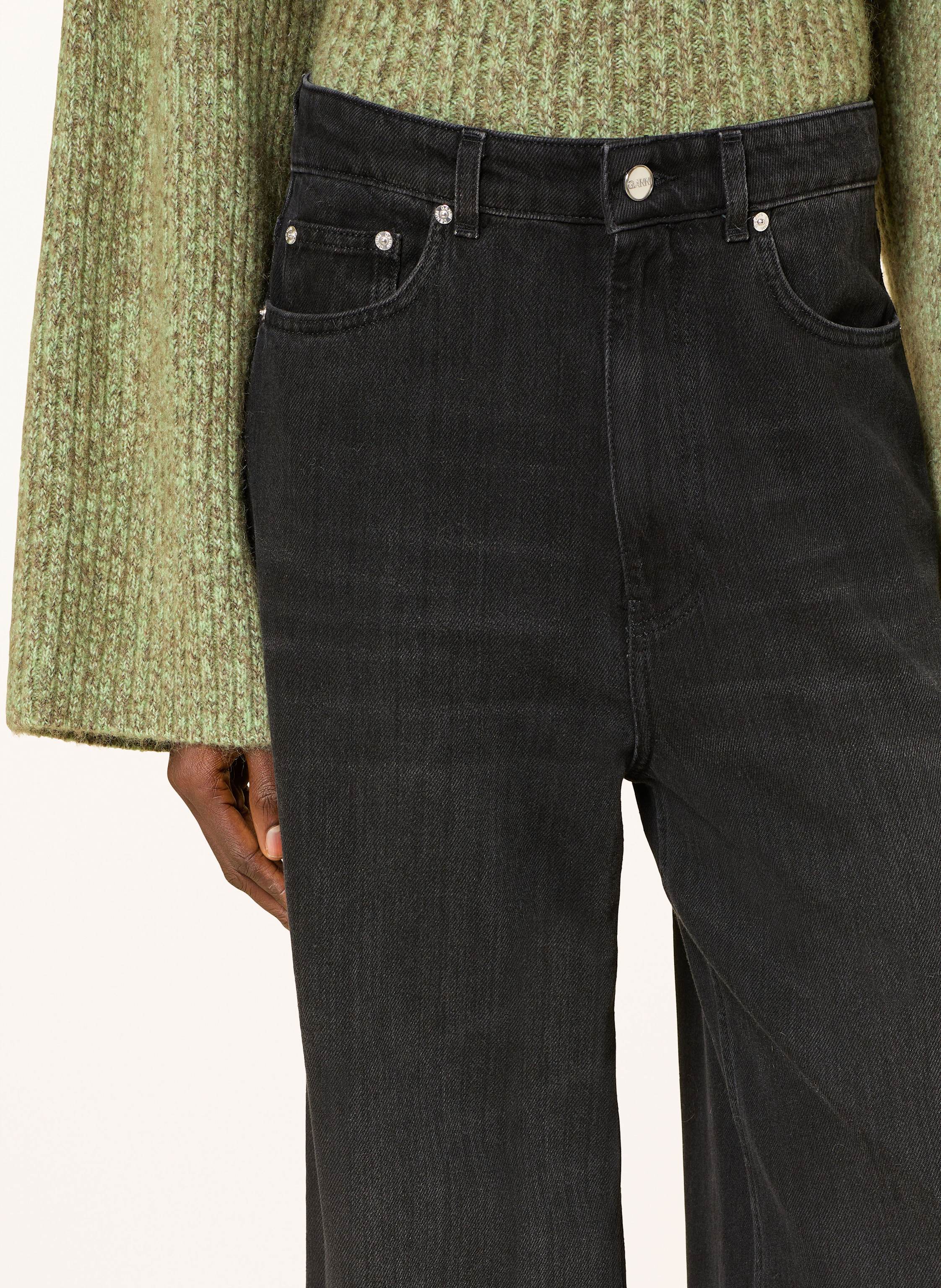 Thumbnail - Ganni Wide Leg Jeans schwarz