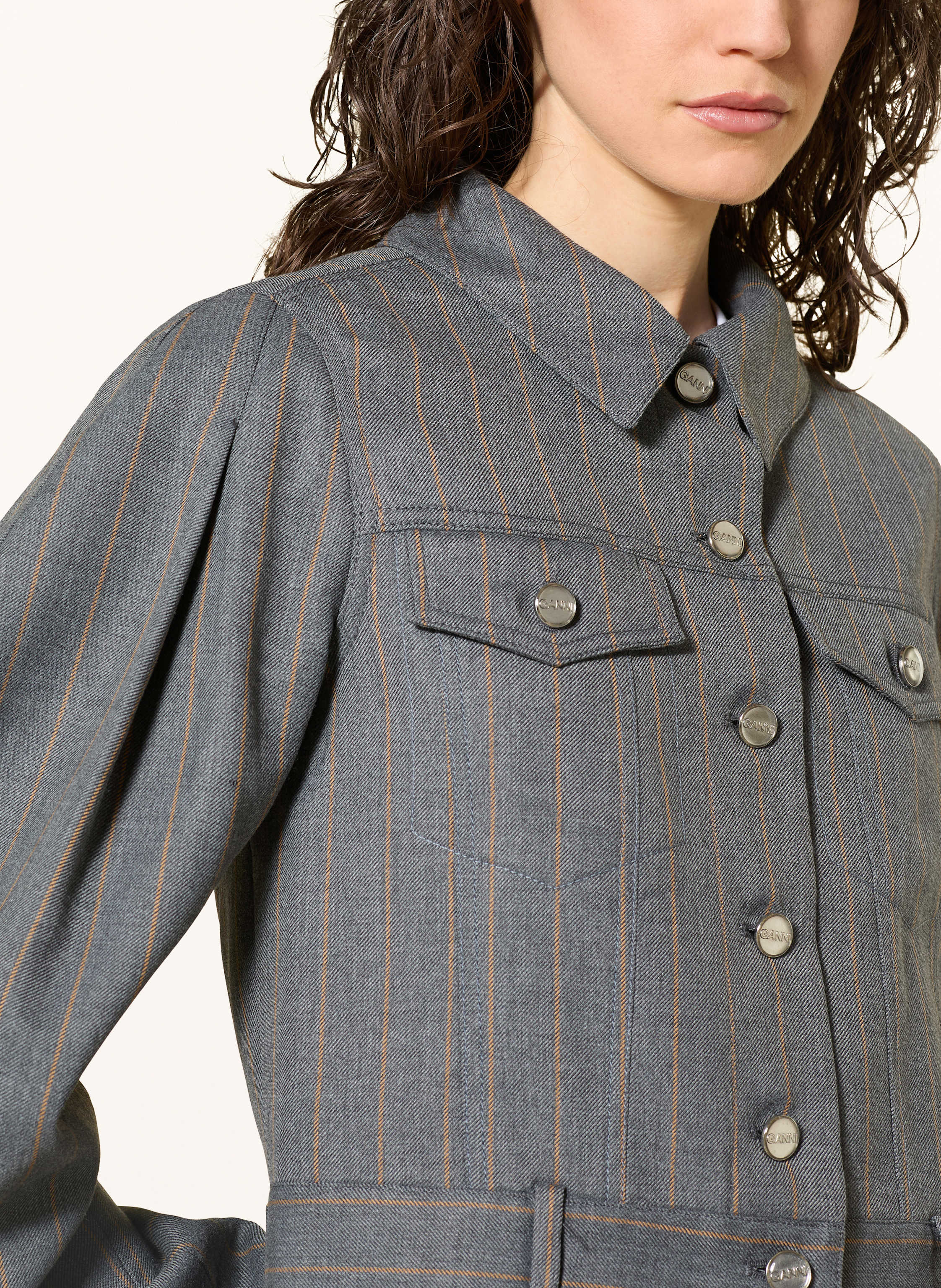 Thumbnail - Ganni Kastenjacke grau